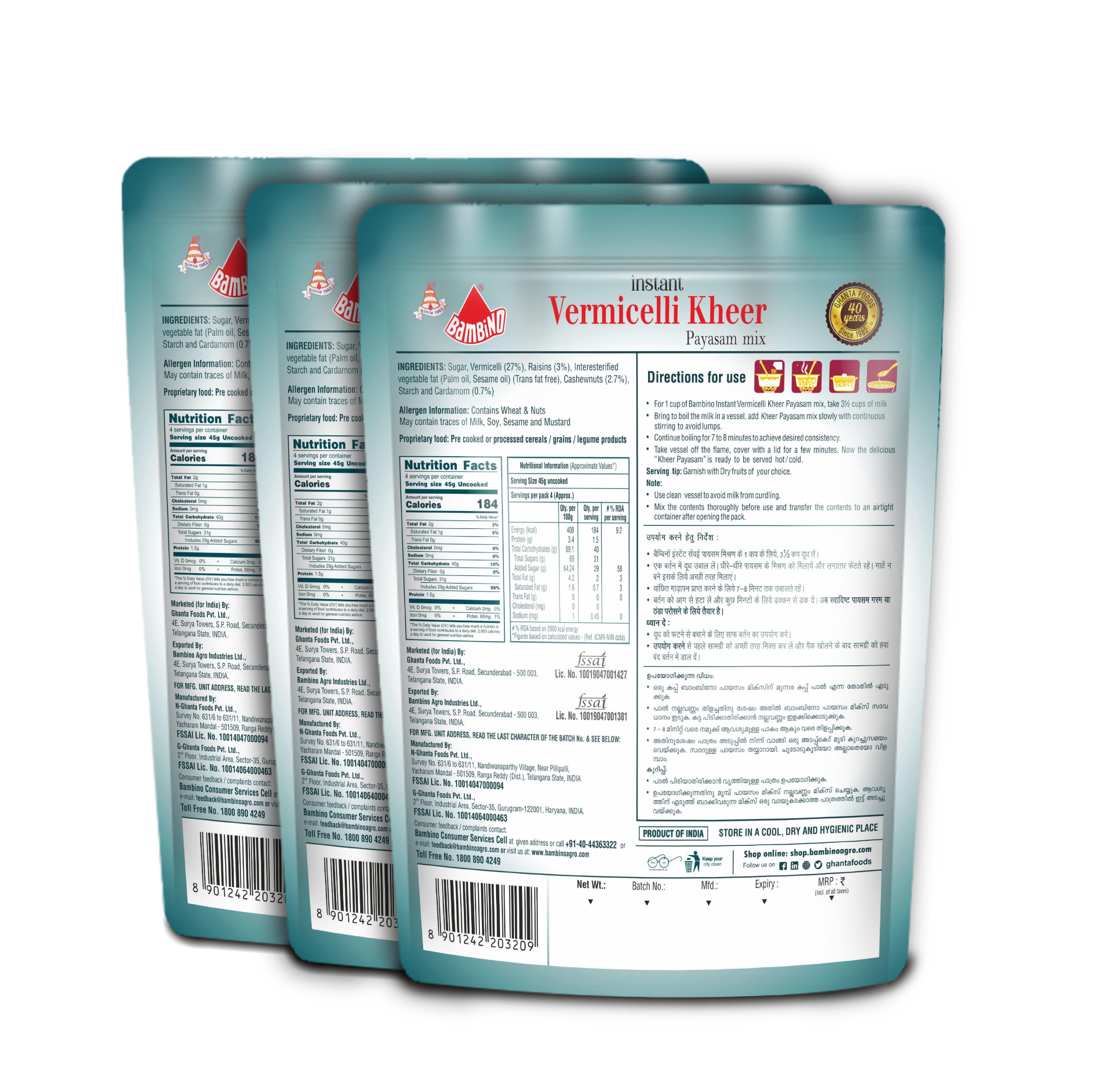 Bambino Instant Vermicelli Payasam Mix 180G (Pack Of 3) – view 2