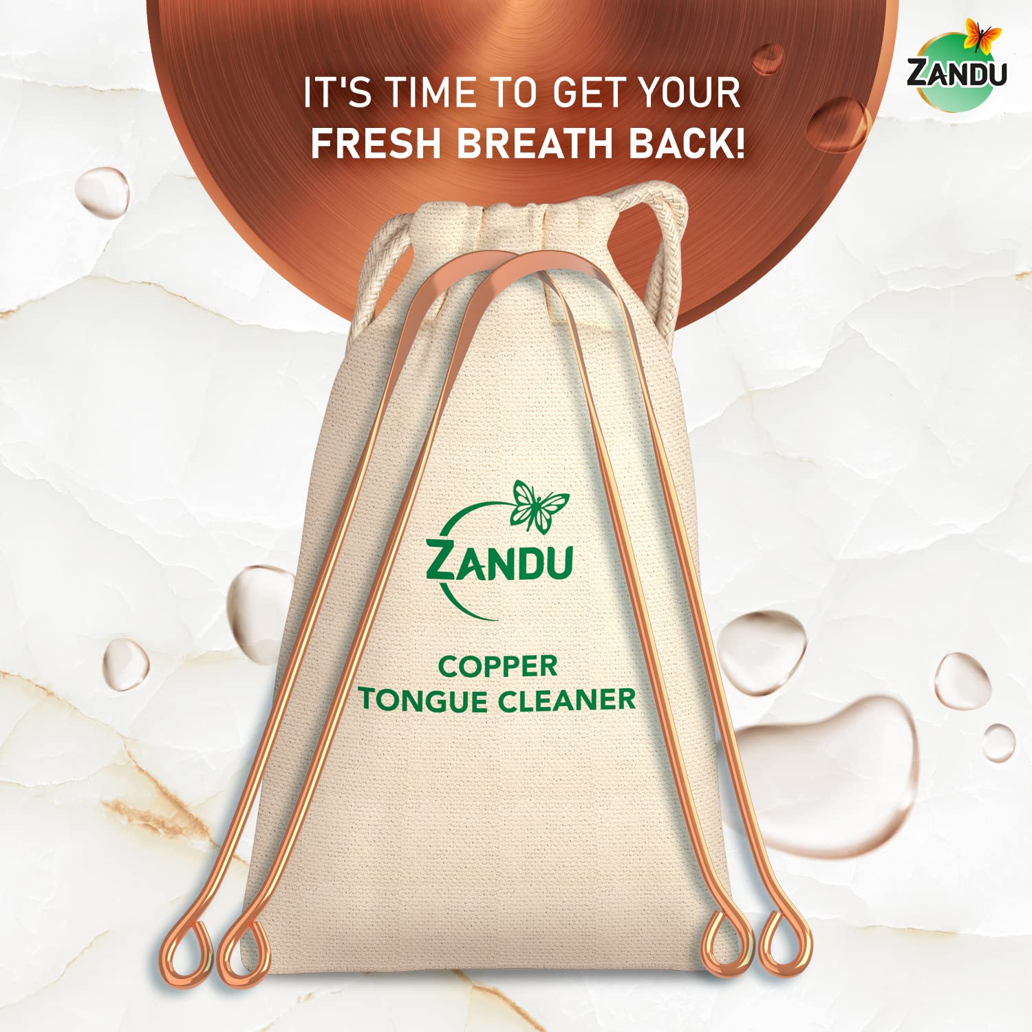 Zandu Copper Tongue Cleaner (Pack of 2) :An Anti-Microbial Tongue Cleaner for Managing Oral Health – view 3