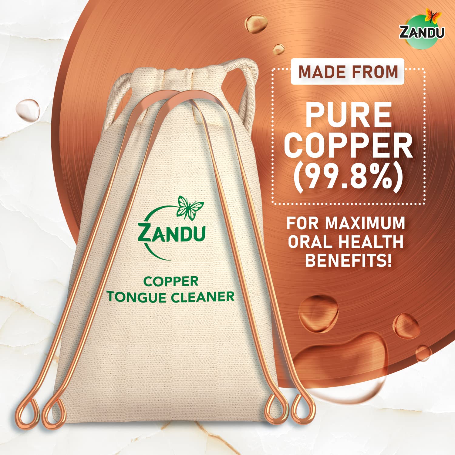 Zandu Copper Tongue Cleaner (Pack of 2) :An Anti-Microbial Tongue Cleaner for Managing Oral Health – view 4