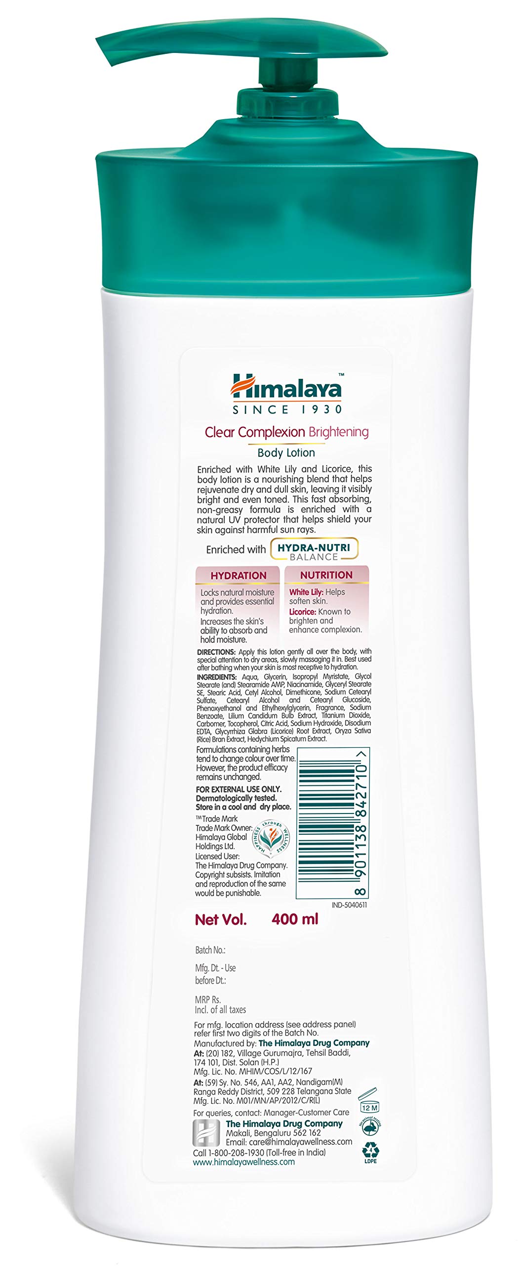 Himalaya Clear Complexion Brightening Body Lotion for Normal Skin (400 ml) – view 2