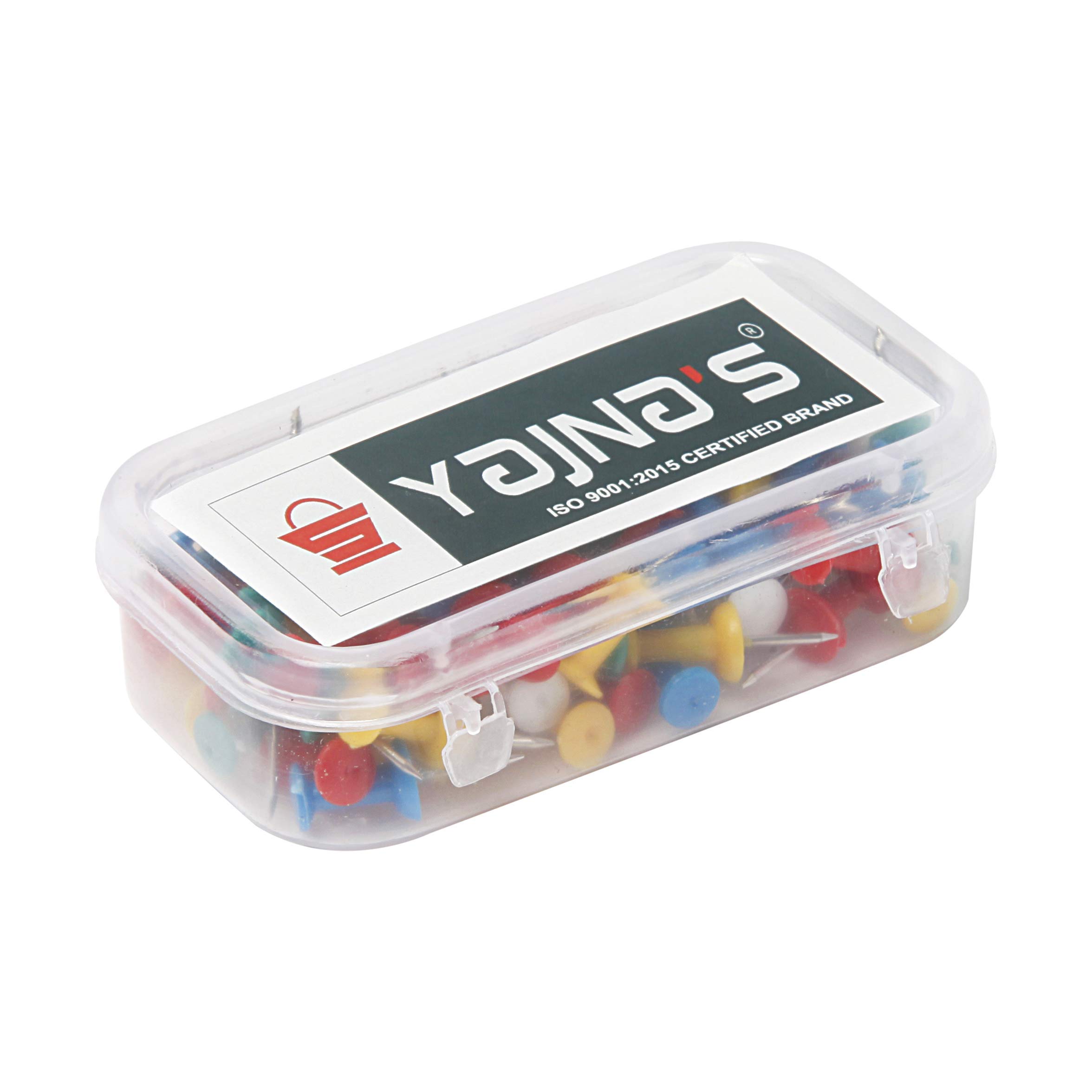 Pack of transparent multicolor push pins for notice boards