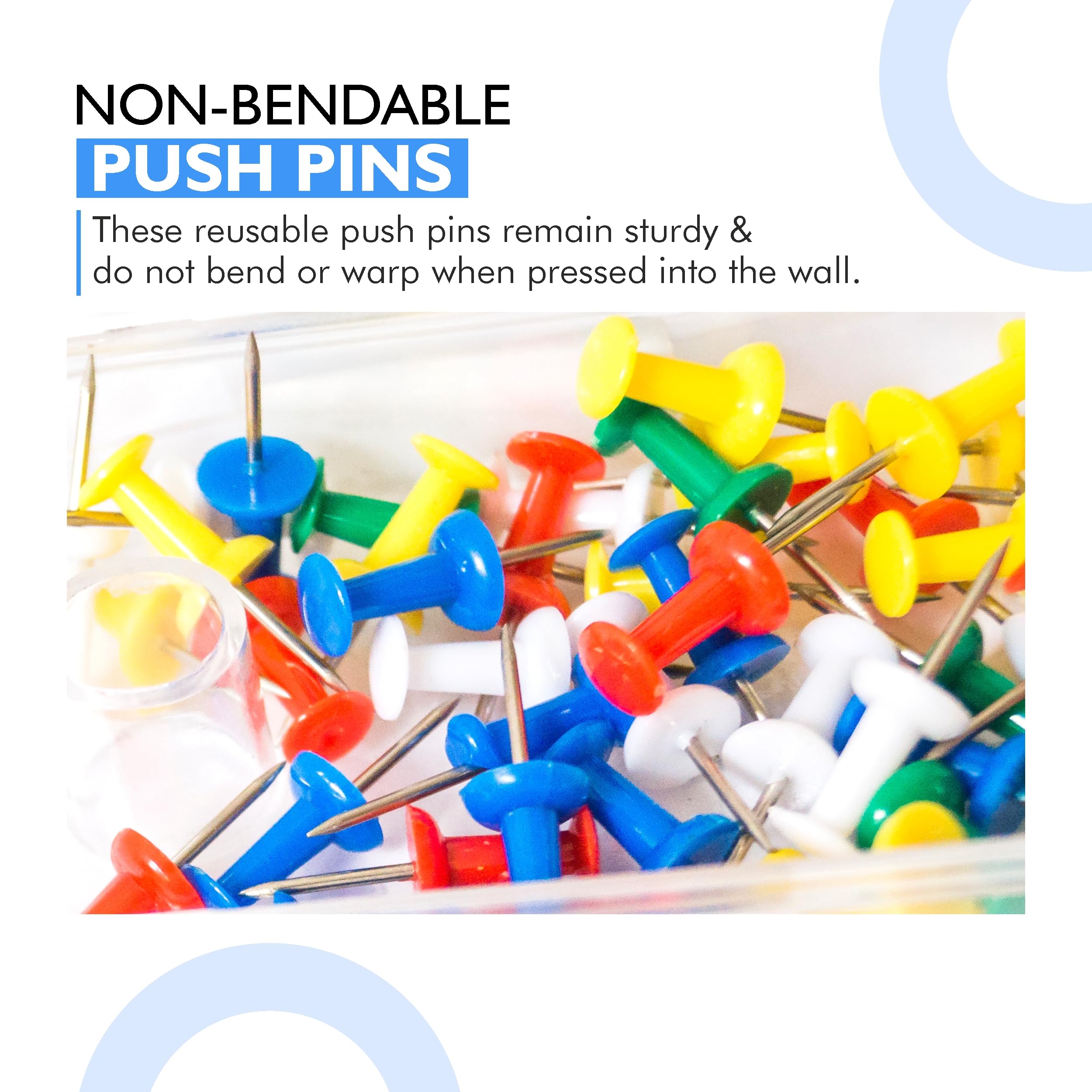 YAJNAS 100 Pieces Transparent Multicolor Push Pins/Thumb/Tracks Pins & Gem Pins for Notice Boards, Soft Boards, Bulletin Boards, Display Boards'Ideal for Office, Home, School, Shop, Craft Work – view 4