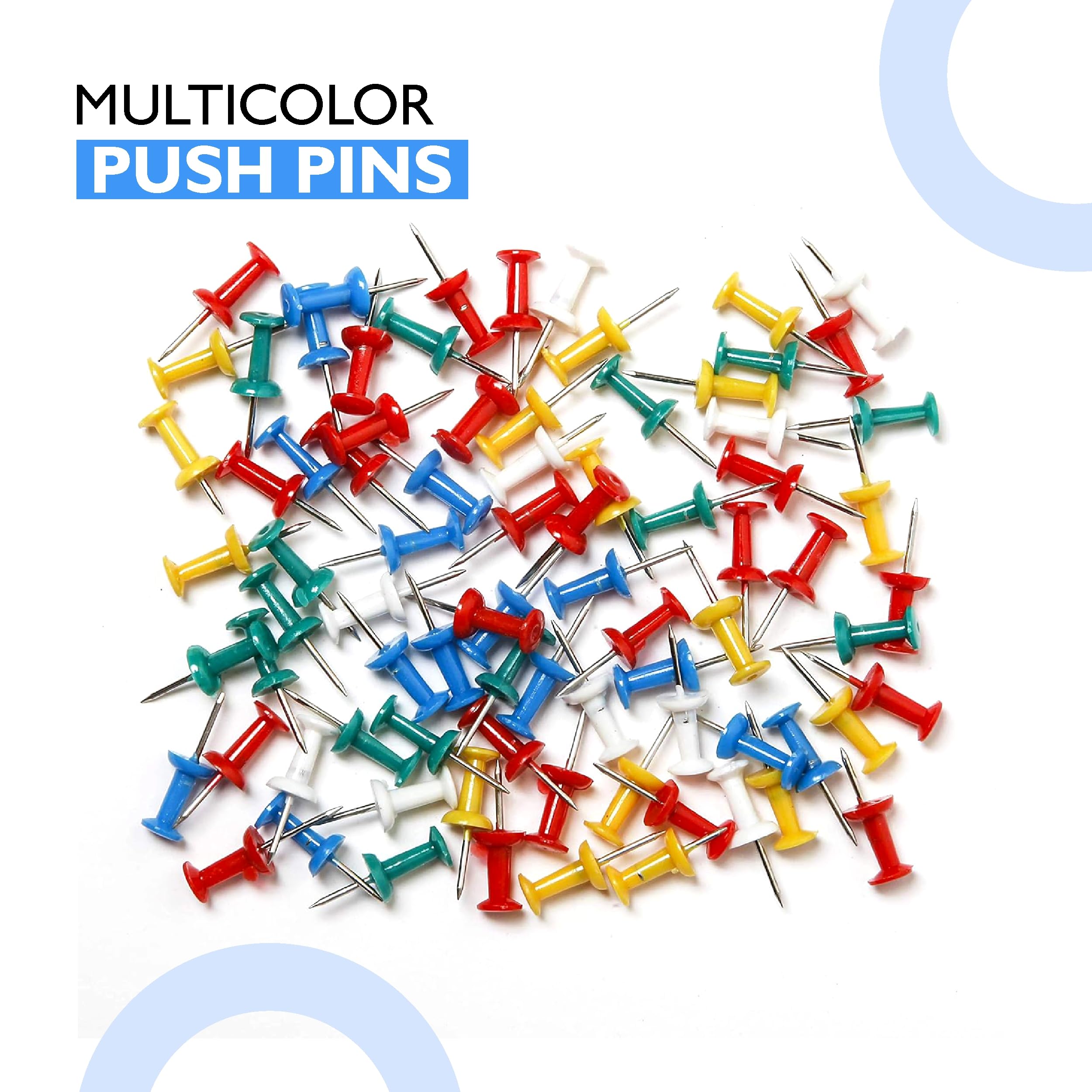 YAJNAS 100 Pieces Transparent Multicolor Push Pins/Thumb/Tracks Pins & Gem Pins for Notice Boards, Soft Boards, Bulletin Boards, Display Boards'Ideal for Office, Home, School, Shop, Craft Work – view 6