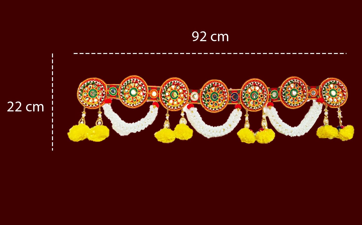 CraftVatika Torans for Entrance Door Diwali Decoration Items for Home Decor, Main Door, Lving Room, Torans for Pooja Room Diwali Decor Item (36 Inch Length), Red and White – view 3