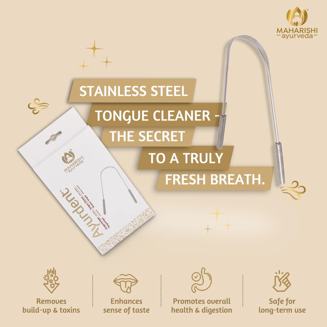 Maharishi Ayurveda Ayurdent Tongue Cleaner for Kids Ages 10+ and Adults - Premium Ayurvedic Stainless steel Oral Hygiene Tongue Scraper Tool for Effective Bacteria & Plaque Removal (Pack of 1) – view 4