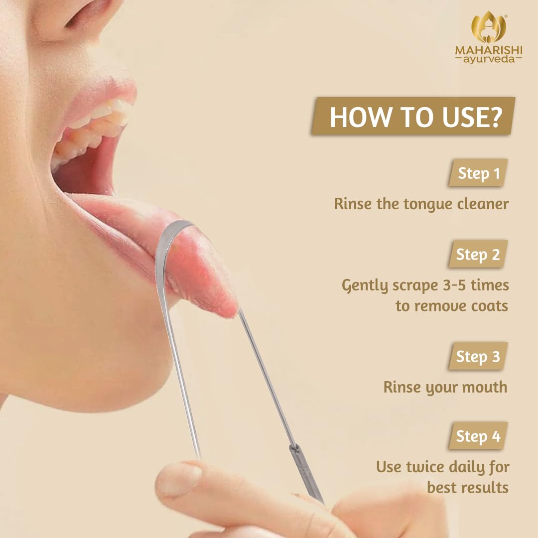 Maharishi Ayurveda Ayurdent Tongue Cleaner for Kids Ages 10+ and Adults - Premium Ayurvedic Stainless steel Oral Hygiene Tongue Scraper Tool for Effective Bacteria & Plaque Removal (Pack of 1) – view 6