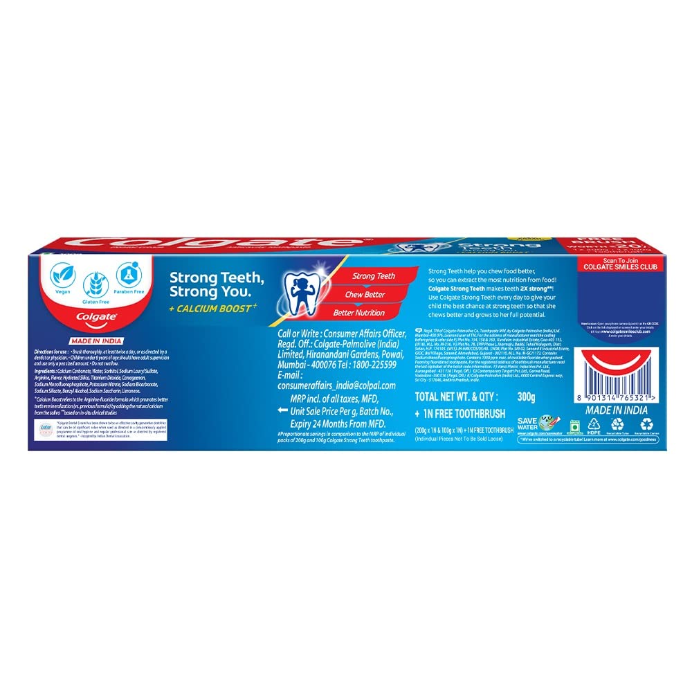 Colgate Strong Teeth, 300g with Free Toothbrush, India – view 9