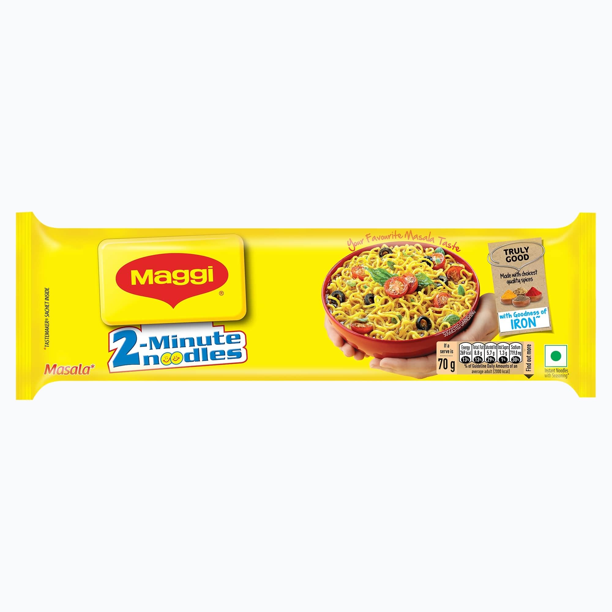 MAGGI 2-minute Instant Noodles, Masala Noodles with Goodness of Iron, Made with Choicest Quality Spices, Favourite Masala Taste, 560g – view 2