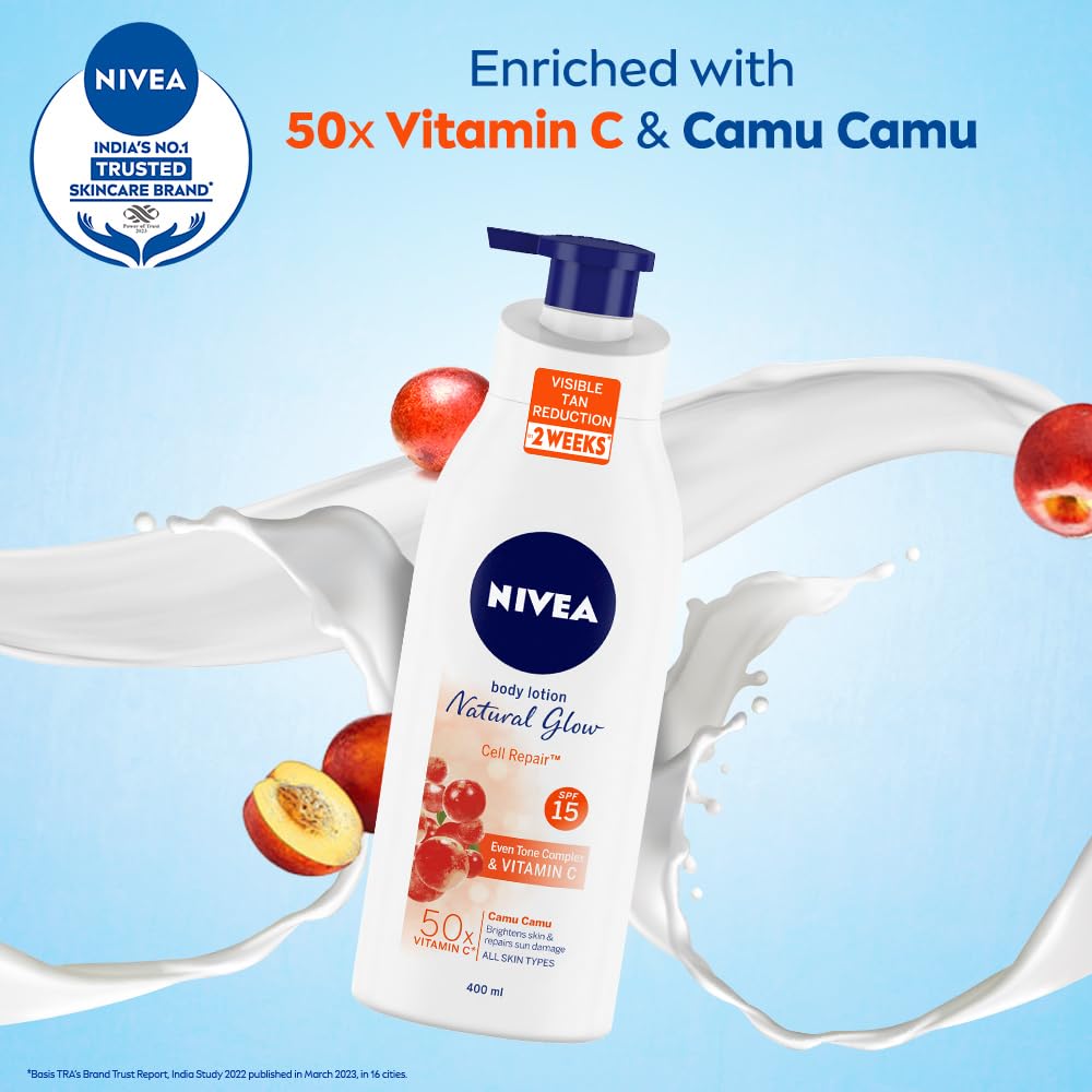 NIVEA Body Lotion Natural Glow, Cell Repair, Spf 15 & 50X Vitamin C 400ml – view 3