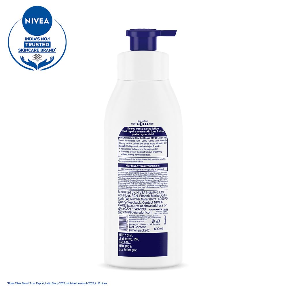NIVEA Body Lotion Natural Glow, Cell Repair, Spf 15 & 50X Vitamin C 400ml – view 6