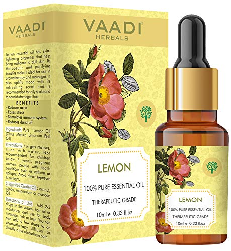 VAADI HERBALS Lemon Essential Oil - Lightens Skin, Reduces Dandruff, Uplifts Mood - 100% Pure Therapeutic Grade, 10 ml – view 2