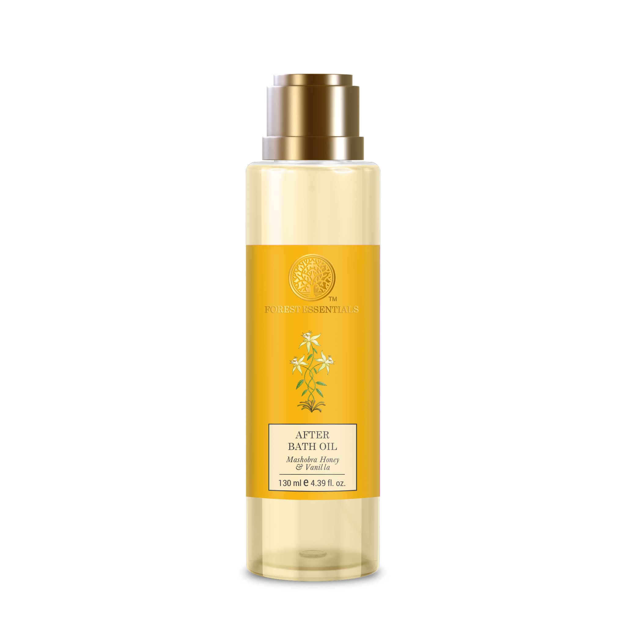 Forest Essentials after bath oil bottle with honey and vanilla scent