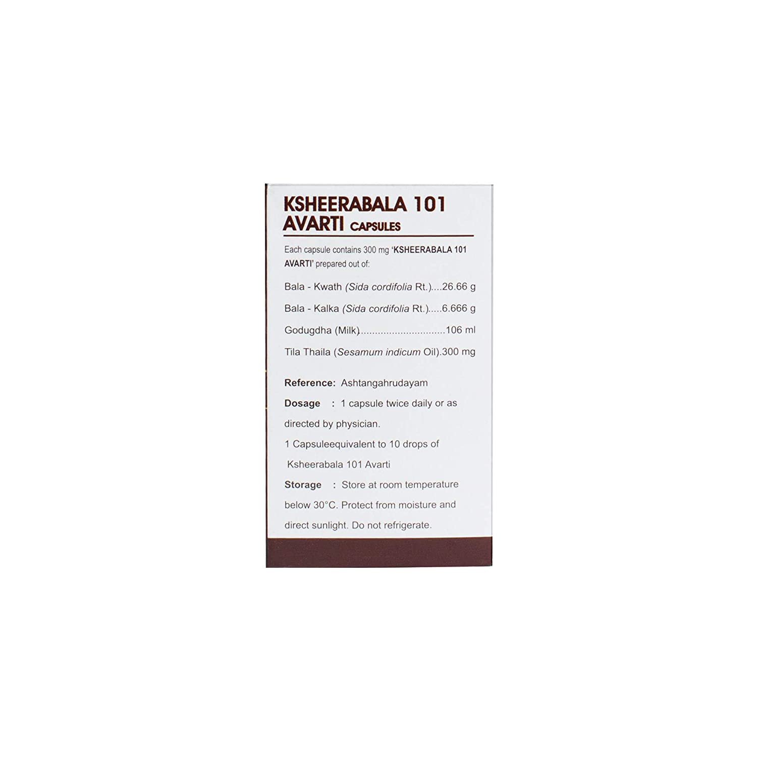 Kerala Ayurveda Ksheerabala 101 Avarti Capsule – view 2