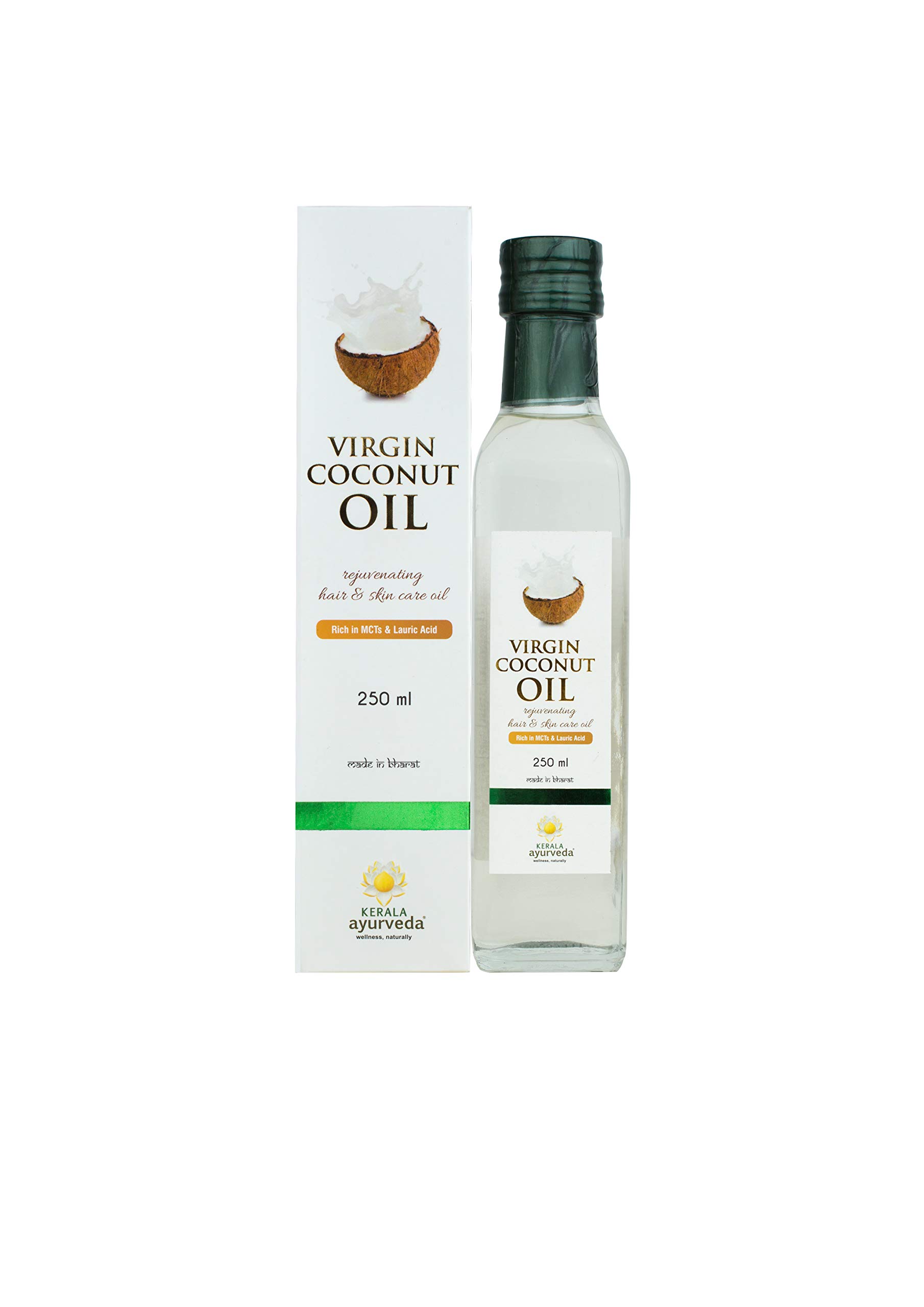 Two 250 ml bottles of Kerala Ayurveda virgin coconut oil
