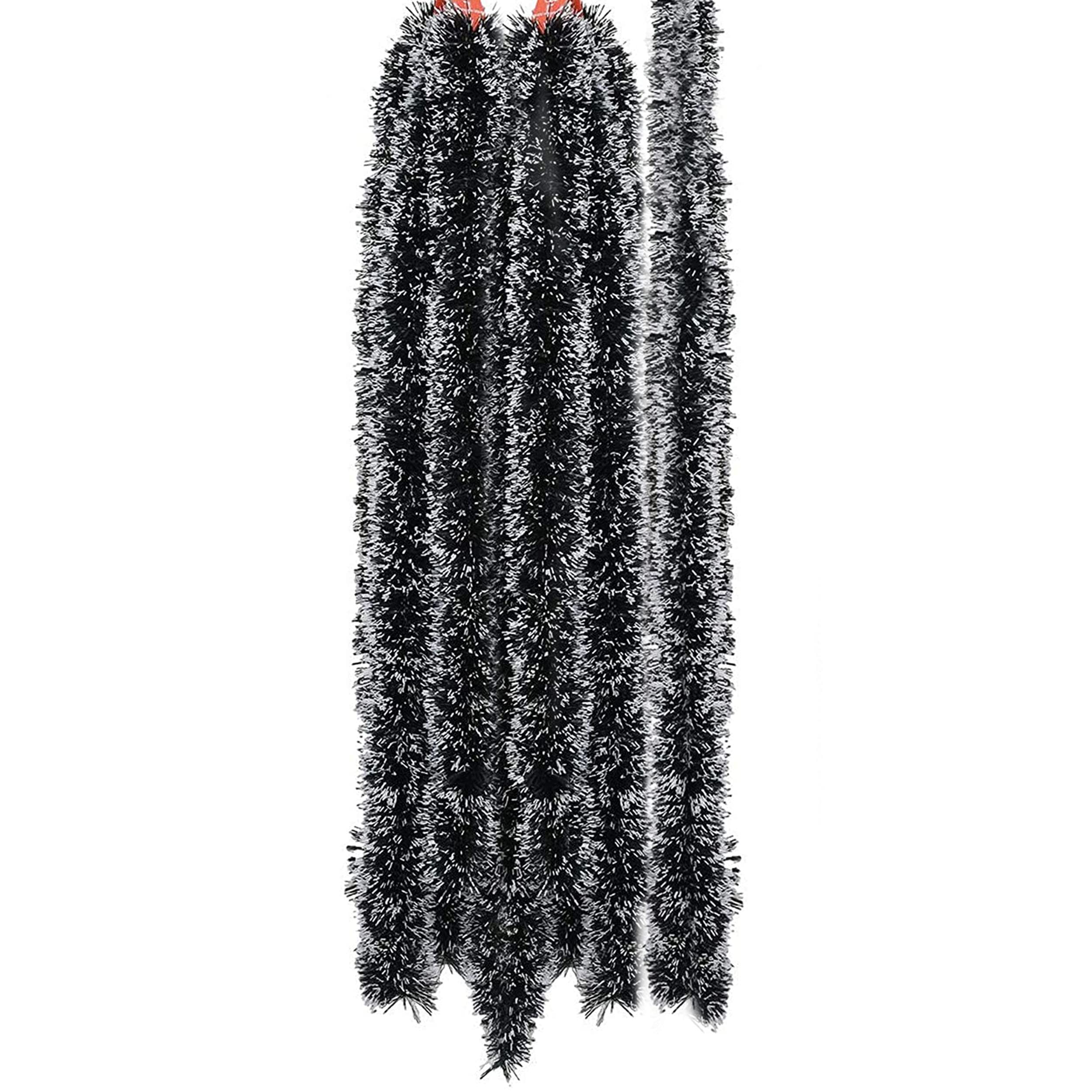 TIED RIBBONS Pack Of 5 Christmas Garlands For Home Decoration Door Dining Table Wall Xmas Tree Hanging Strings Tinsel Xmas Decor (Black And White) - Christmas Decorations Items For Home, 180 CM