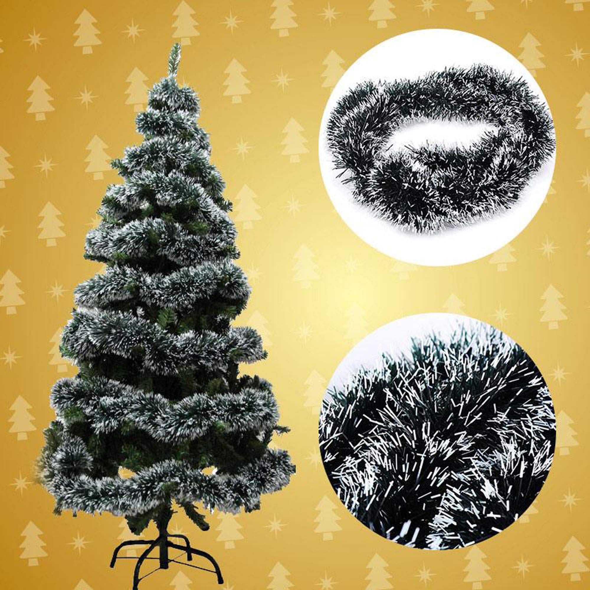 TIED RIBBONS Pack Of 5 Christmas Garlands For Home Decoration Door Dining Table Wall Xmas Tree Hanging Strings Tinsel Xmas Decor (Black And White) - Christmas Decorations Items For Home, 180 CM – view 2
