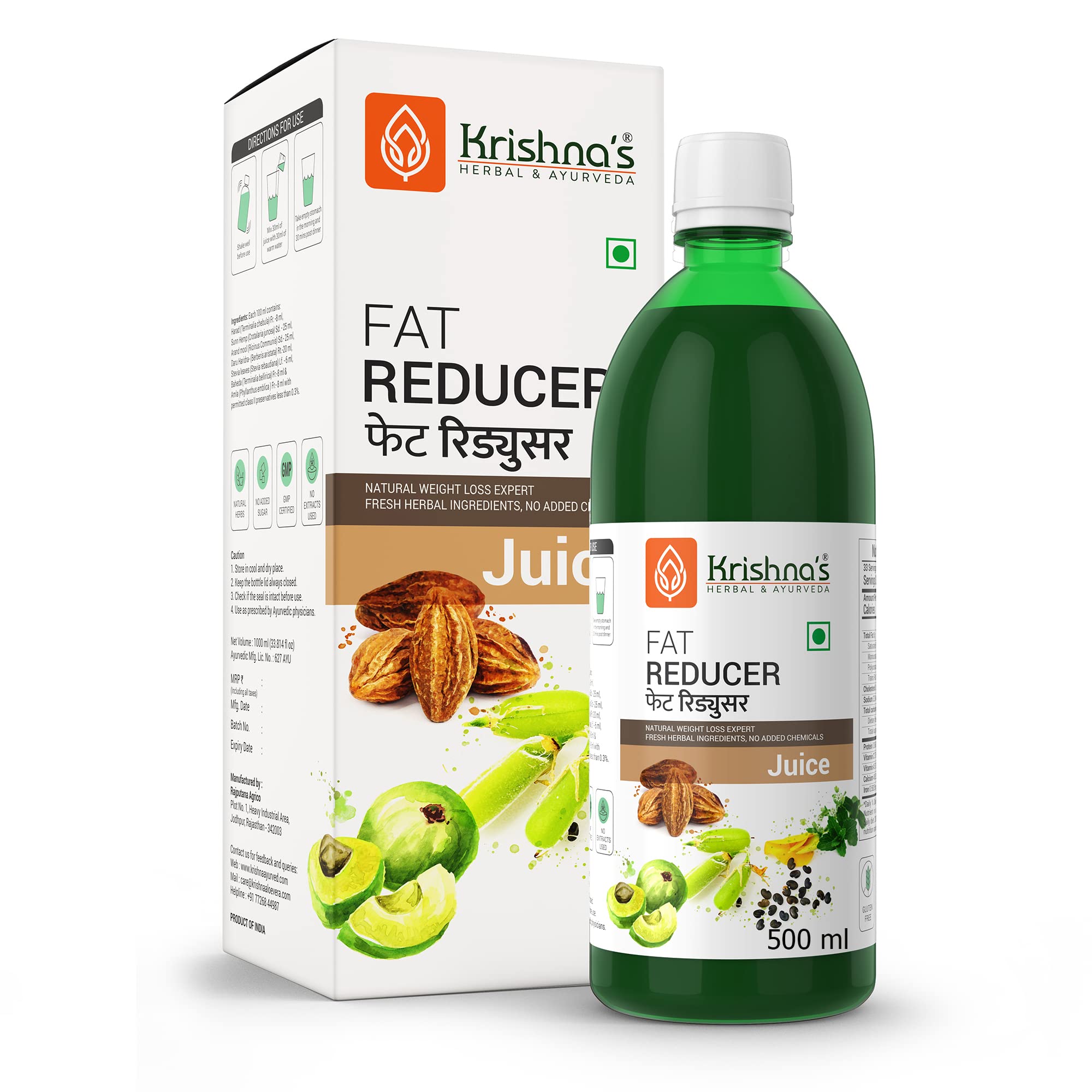 Krishna's Herbal & Ayurveda fat reducer juice bottle 500 ml