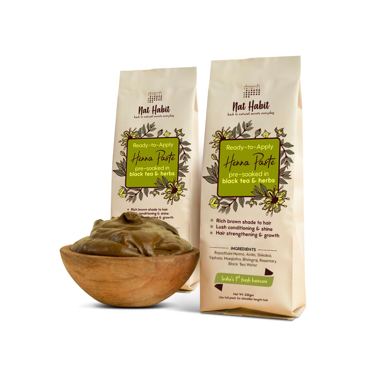Nat Habit natural henna paste for rich brown hair color