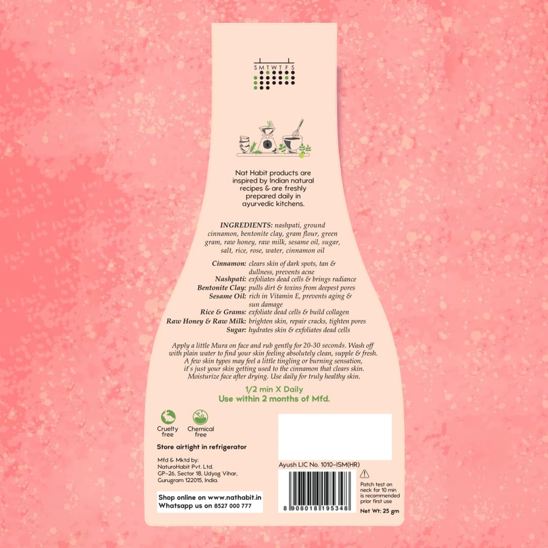 Nat Habit Face Scrub Cinnamon Nashpati Radiance Exfoliating Mura For Tan, Deep Cleansing, Pigmentation & Blemish Control, Chemical Free (Pack of 3 x 25 gm) – view 4