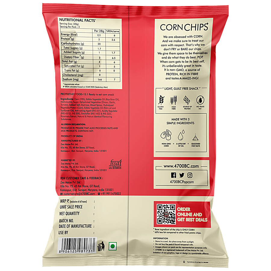 4700BC Corn Chips+ - Hawaiian Barbeque, Popped, Not Fried Or Baked, Made With Whole Grain 55 g – view 2