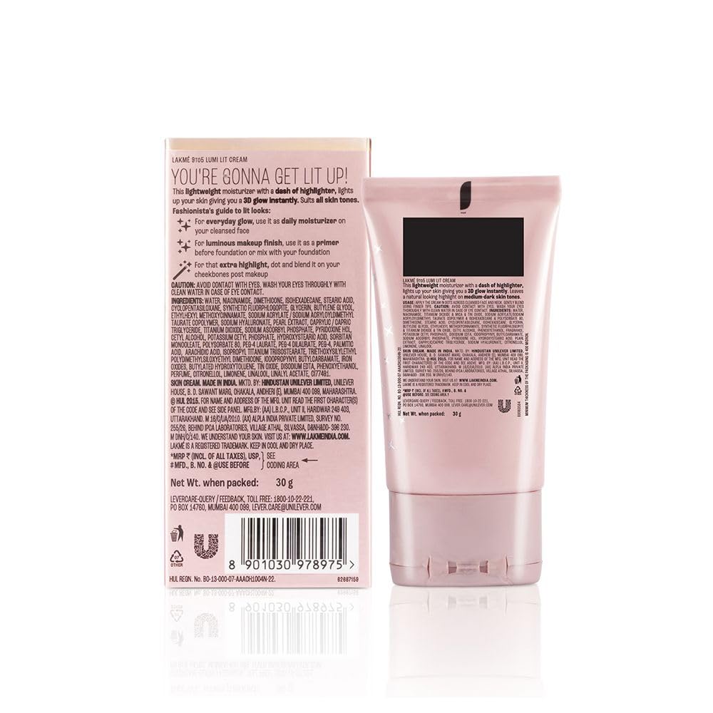 LAKMÉ Lumi Cream,Moisturizer with highlighter, Enriched with Niacinamide for all skin type,30 gm – view 2