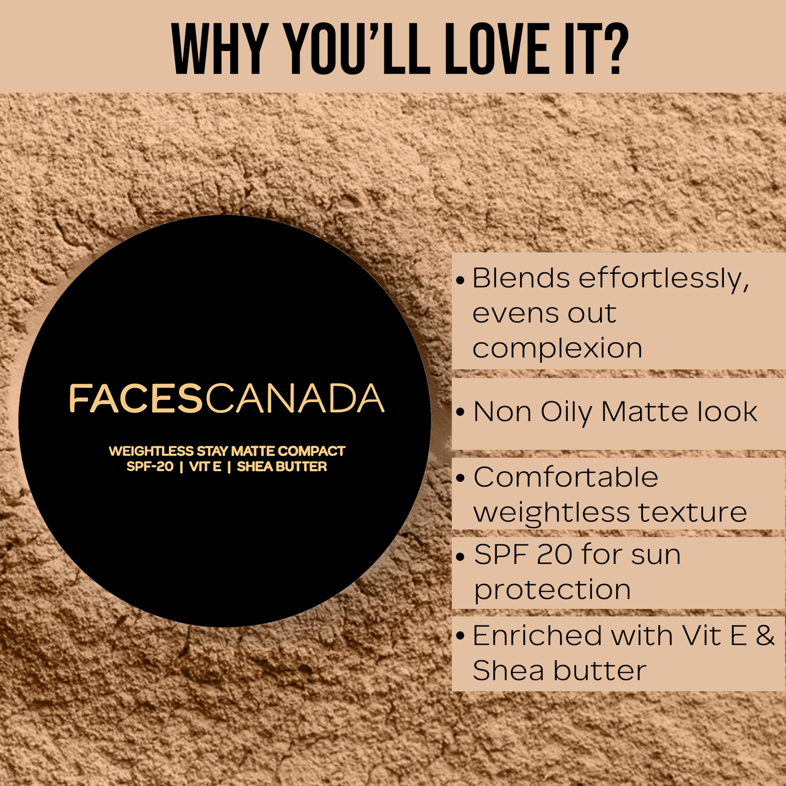 FACES CANADA Weightless Stay Matte Finish Compact Powder - Natural Almond 06, 9g – view 2