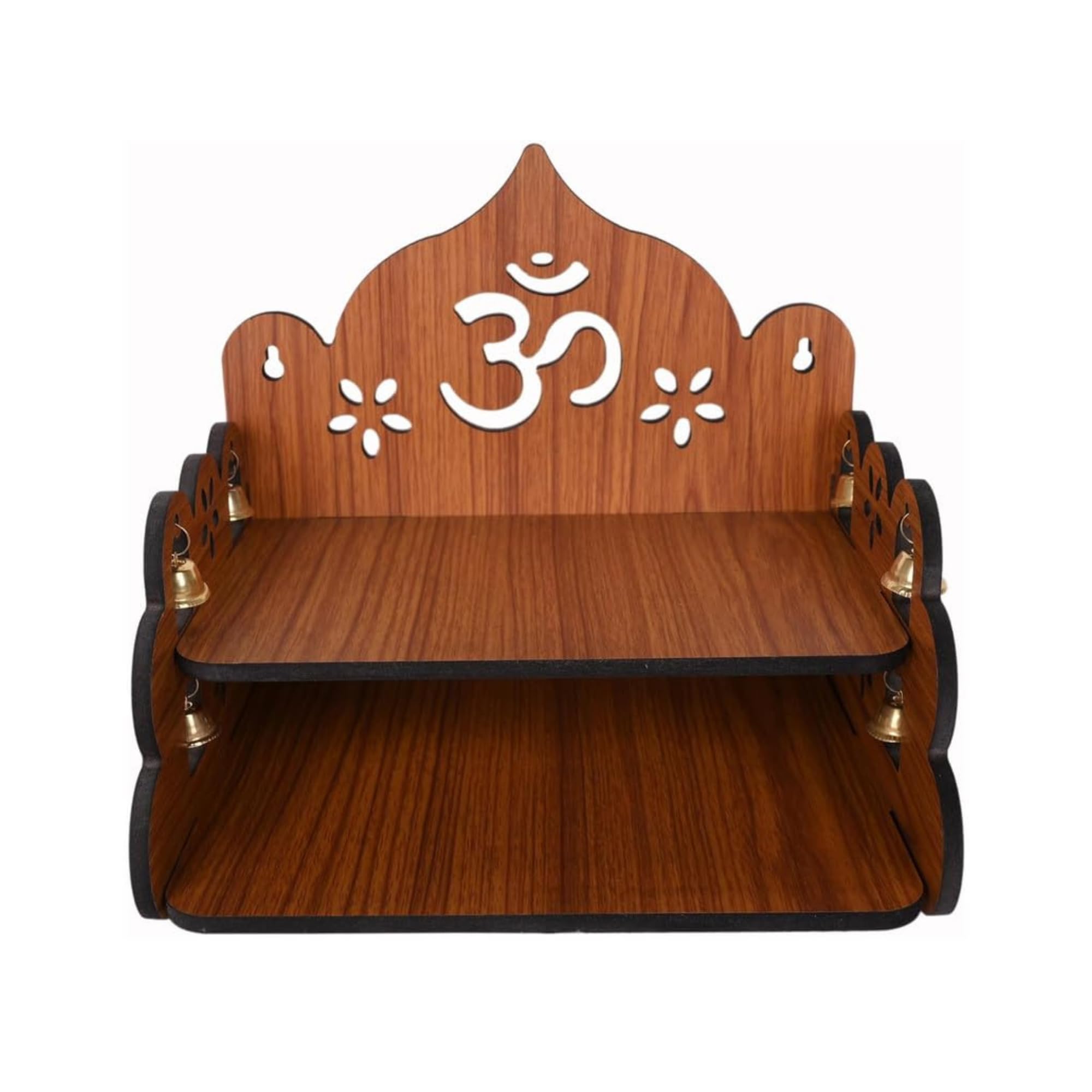Puzzle Berry Nivasam Engineered Wood Hand Crafted OM Pattern Pooja Mandir for Home & Office, Wall Mounted Wooden Temple, Pooja Stand with Storage Cabinet, Small & Big Size (Mandir Design 1) – view 8