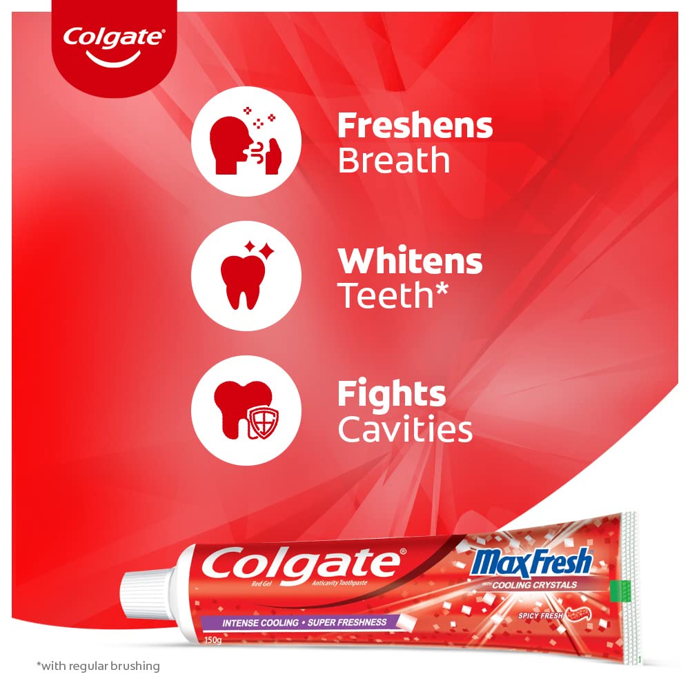 Colgate MaxFresh Toothpaste, Spicy Fresh Red Gel paste with Menthol for Super Fresh Breath, 600gm, Saver Pack – view 4