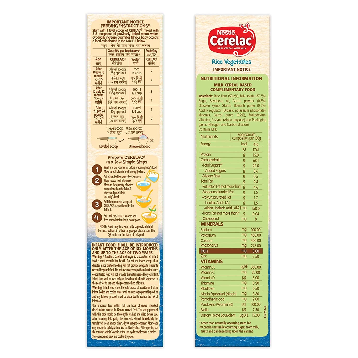 Nestle Cerelac Baby Cereal with Milk , Rice Vegetables , From 8 to 24 Months ,Stage 2, Source of Iron & Protein , 300g – view 4