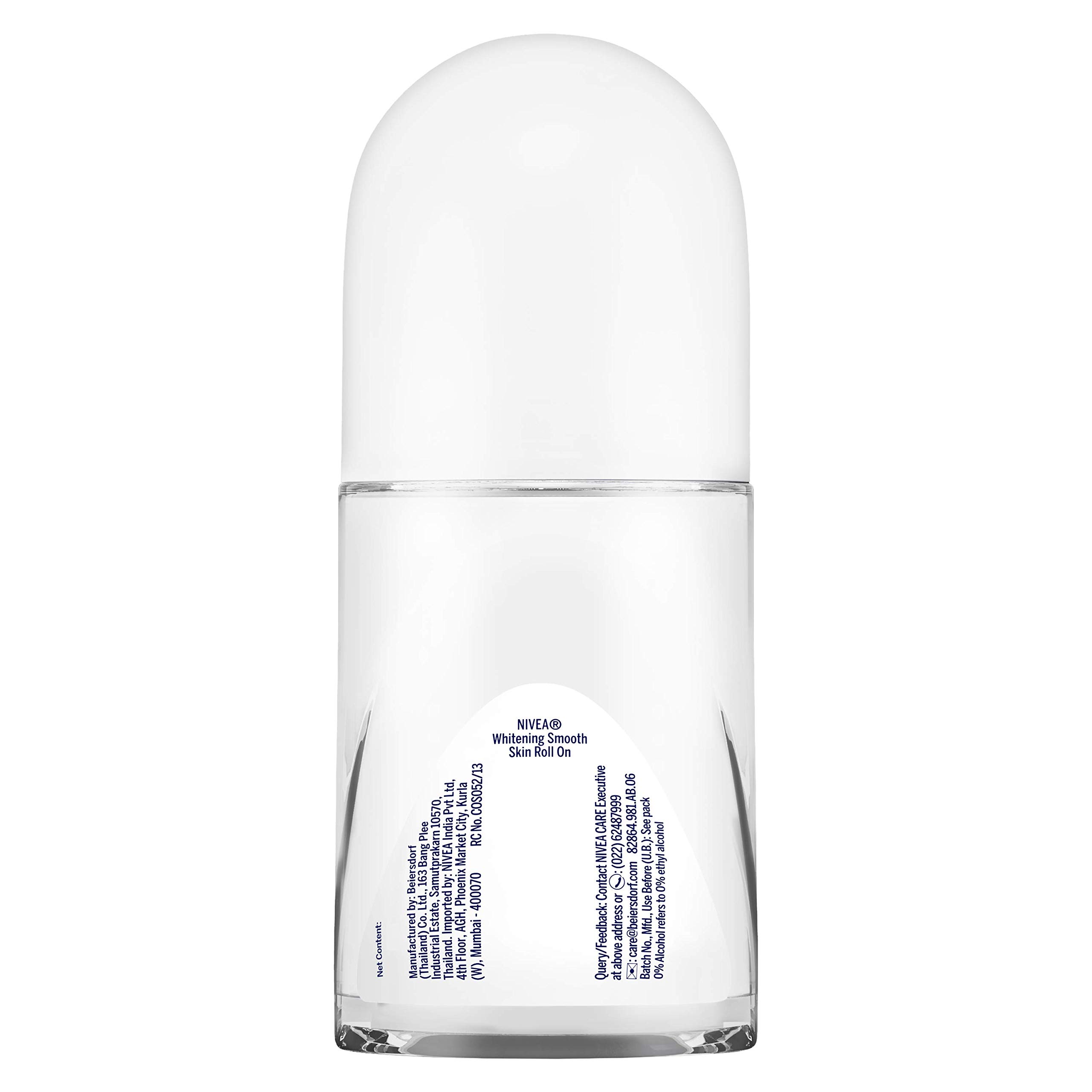 Nivea Whitening Smooth Skin Roll On for Women, 50ml (Pack of 4) – view 6