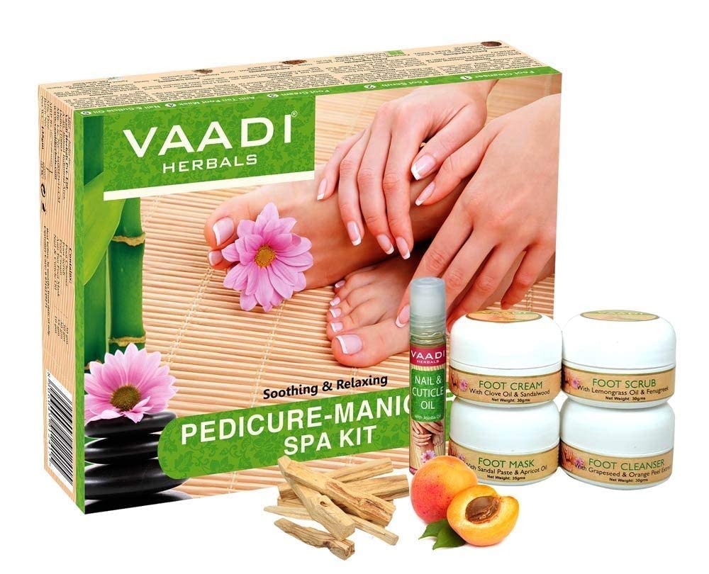 Vaadi Herbals Soothing and Refreshing Pedicure Manicure Spa Kit, Cream and Oil Set, 135g