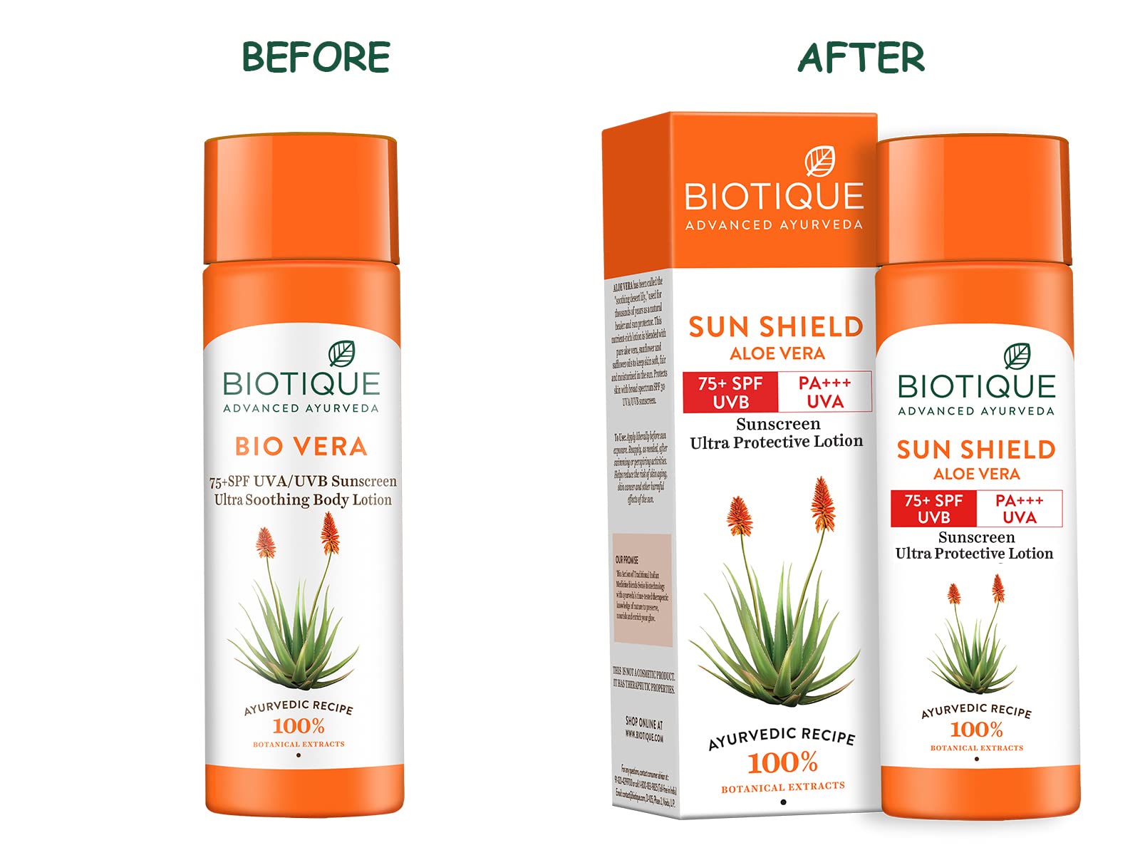 Biotique Bio Vera 75+Spf UVA/UVB Sunscreen Ultra Soothing Body Lotion For Normal Skin, 190Ml, Pack Of 1 – view 2
