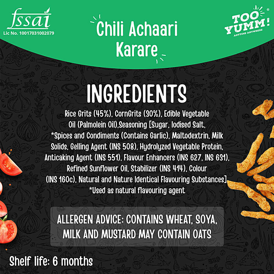 Too Yumm! Chilli Achari Flavour Karare Namkeen 70 g – view 3