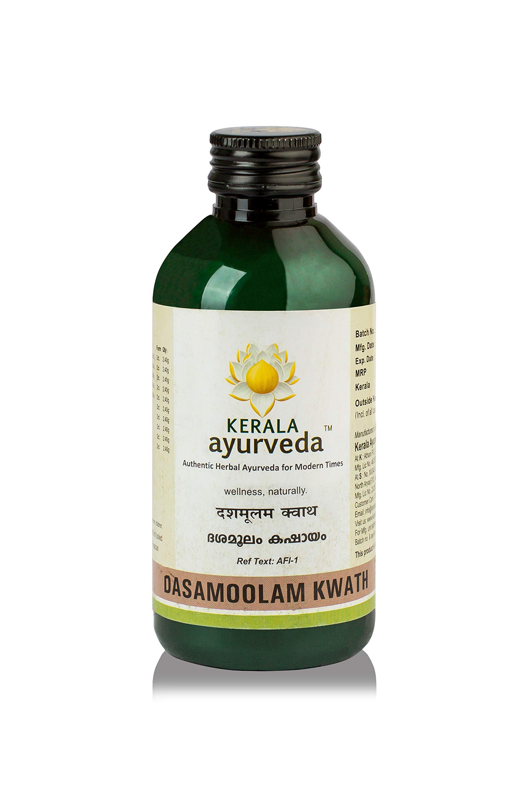 Front view of Kerala Ayurveda Dasamoolam Kwath 200 ml bottle