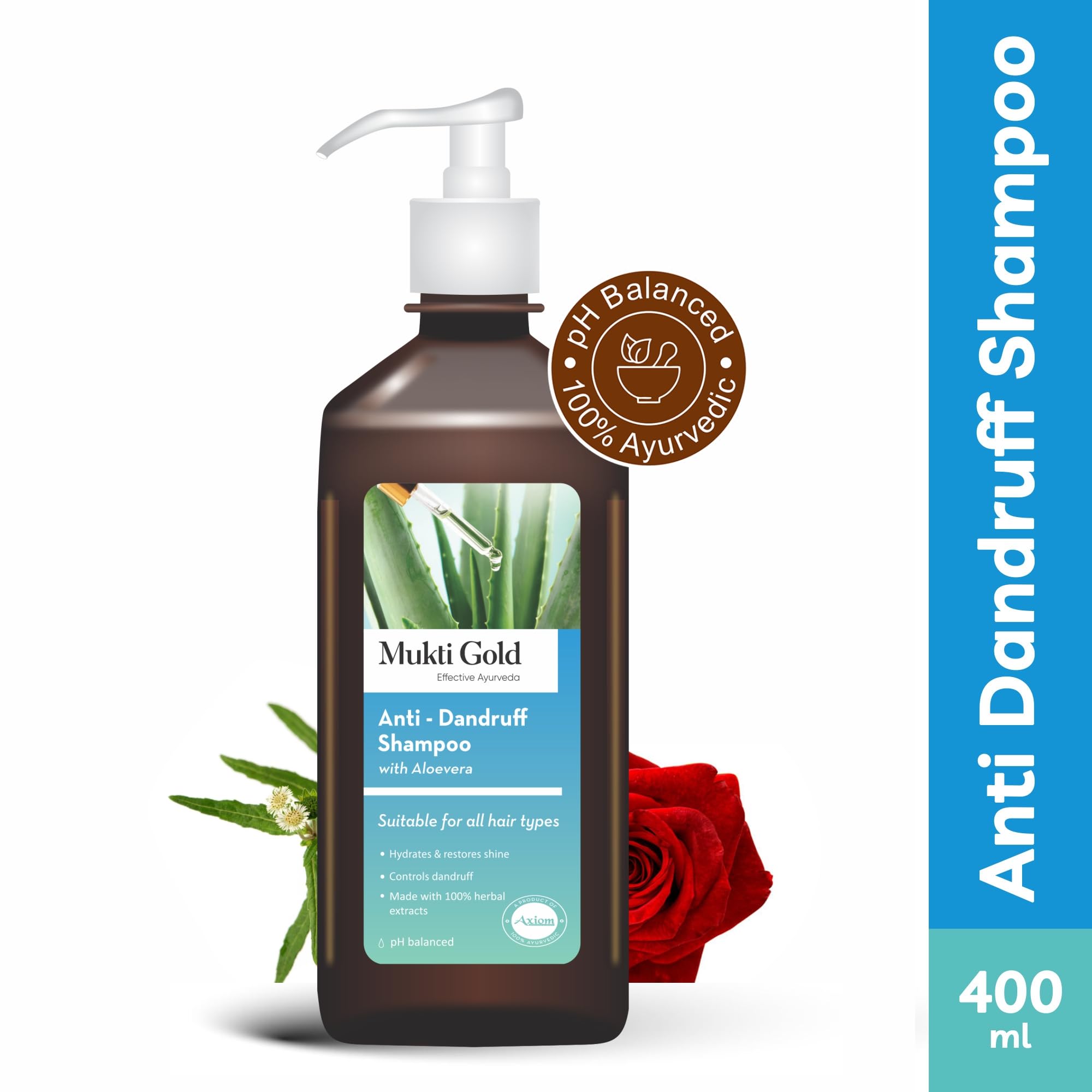 Axiom Mukti Gold Anti-Dandruff Shampoo 400Ml With Aloe Vera – view 2