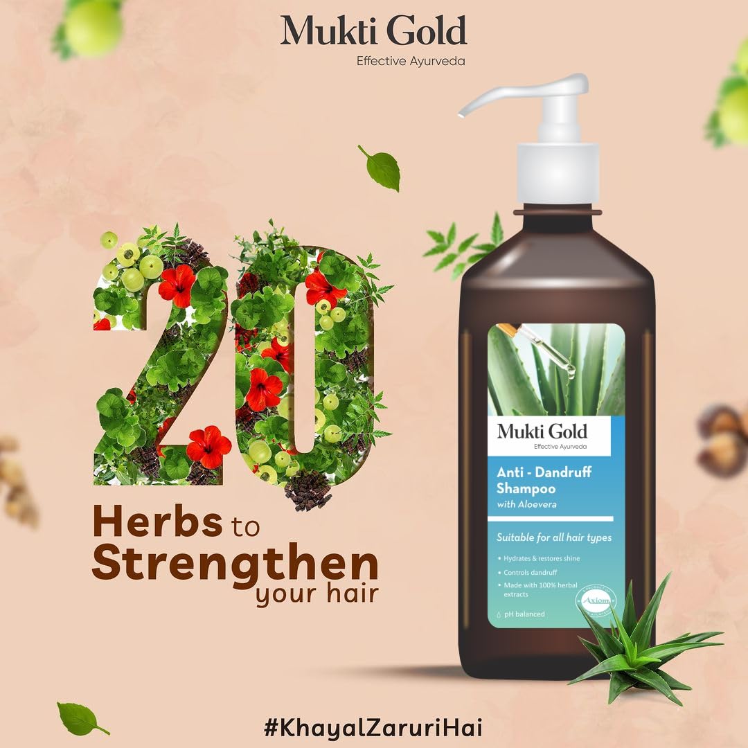 Axiom Mukti Gold Anti-Dandruff Shampoo 400Ml With Aloe Vera – view 5