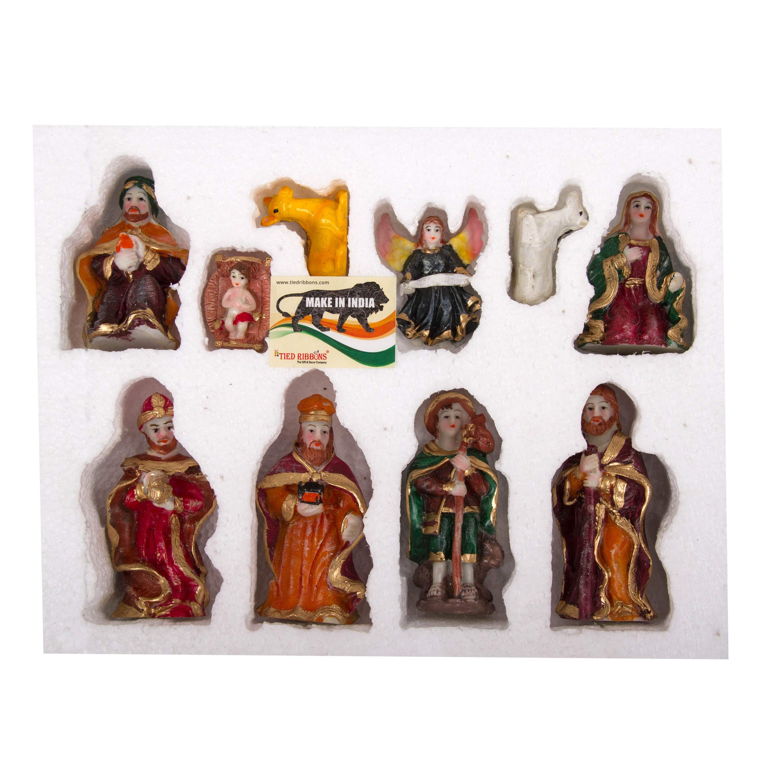TIED RIBBONS Christmas Nativity Crib Set Baby Jesus for Home Decoration- Christmas Gifts for Family Friends - (Resin, Multicolor, 10 Piece) - Christmas Decorations Items for Home - Xmas Crib Statue – view 4