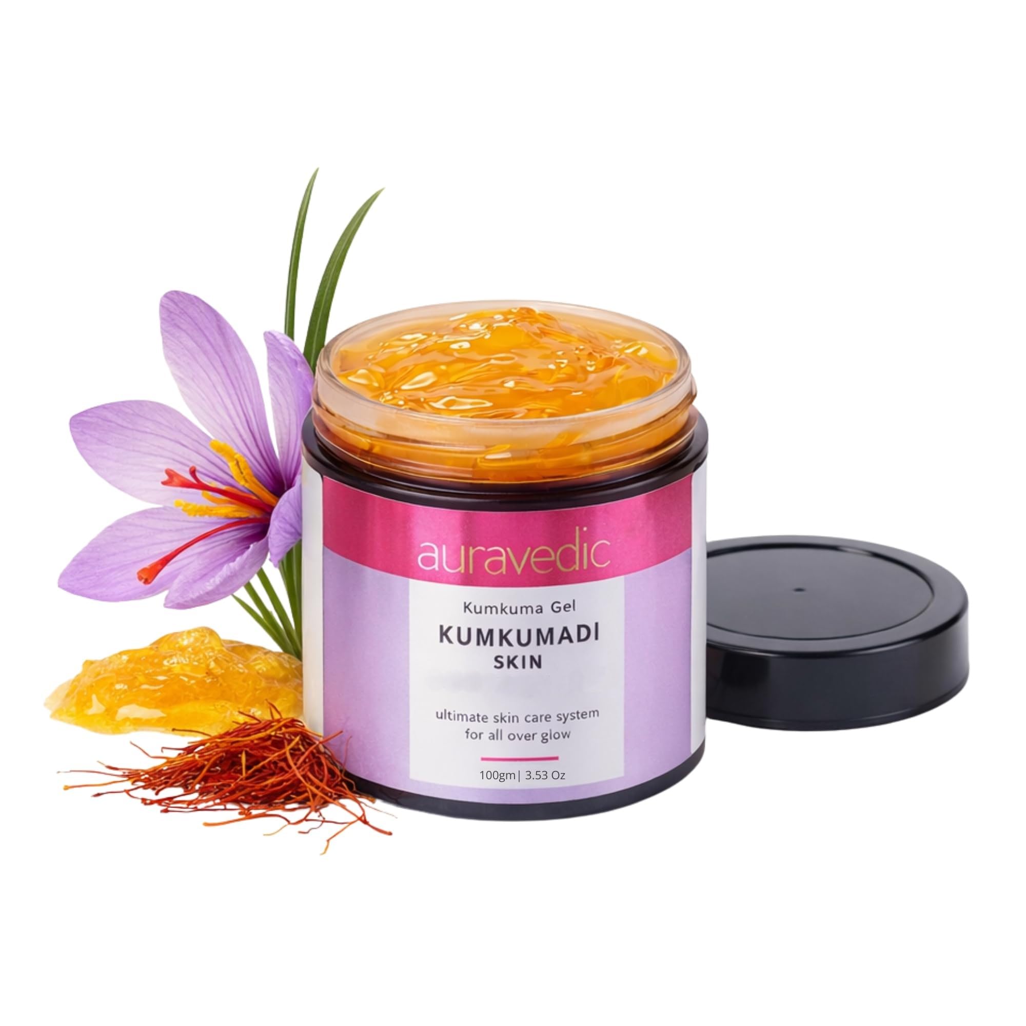 Auravedic saffron kumkumadi face gel moisturizer jar 100g