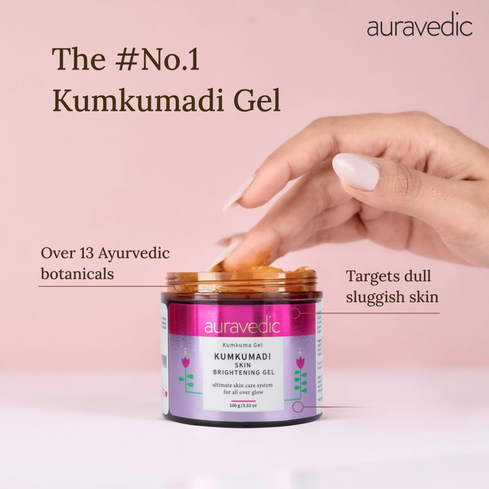 Auravedic Kumkumadi Gel Facial Moisturizer With Kumkumadi Oil For Face For Glowing Skin Pigmentation Dark Spots Moisturiser 100g Skin Brightening Gel – view 2