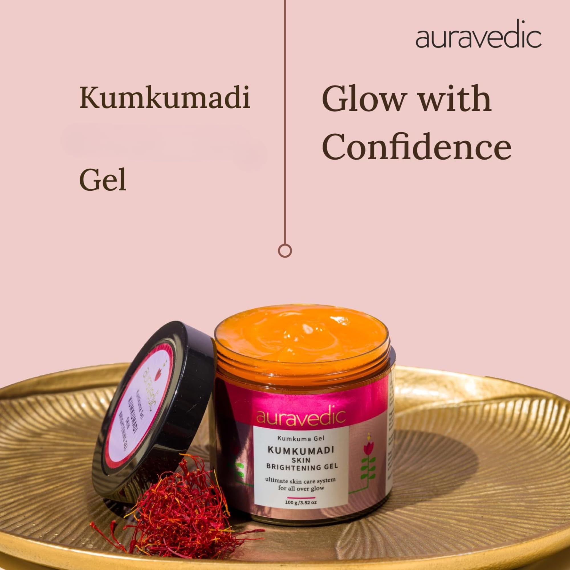 Auravedic Kumkumadi Gel Facial Moisturizer With Kumkumadi Oil For Face For Glowing Skin Pigmentation Dark Spots Moisturiser 100g Skin Brightening Gel – view 3