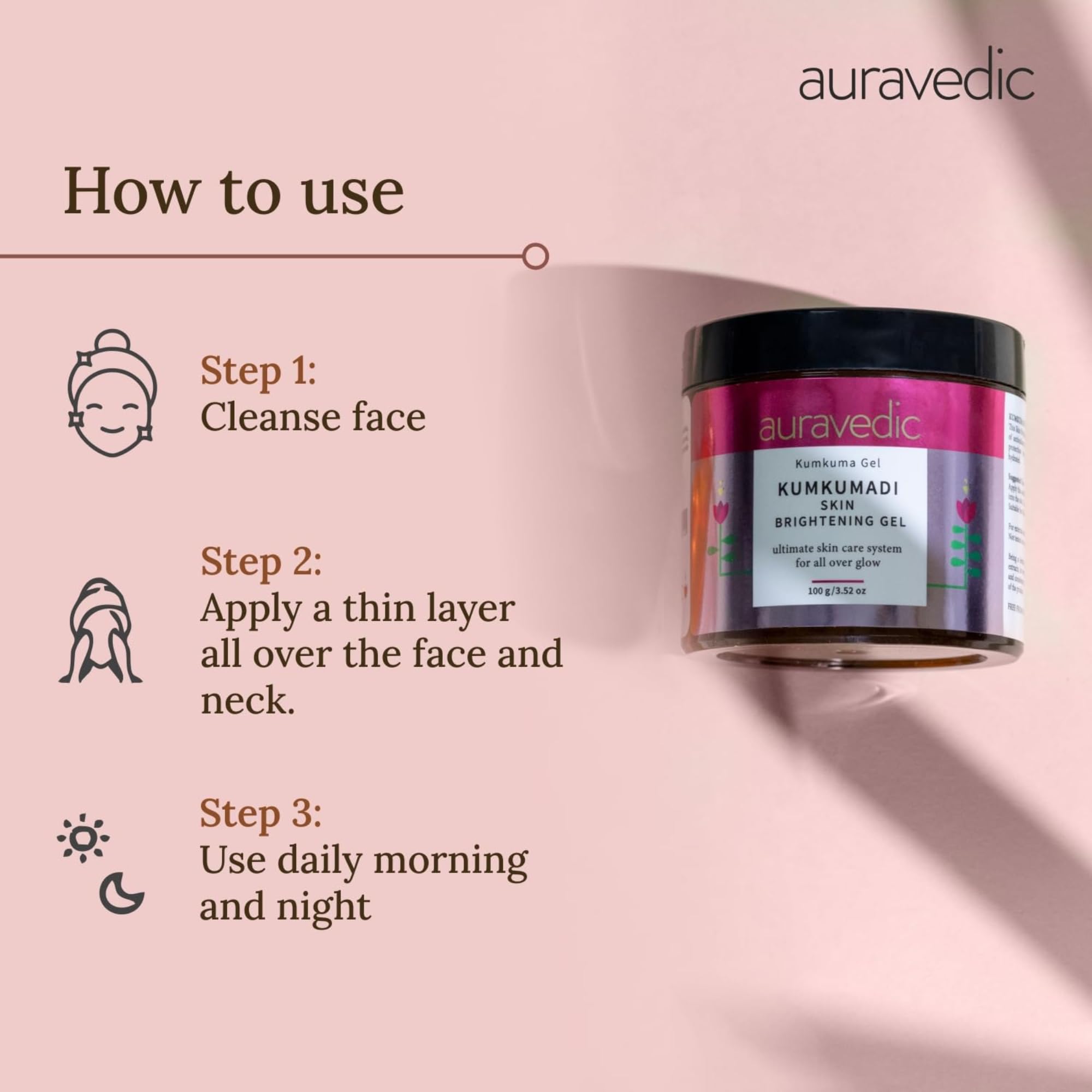 Auravedic Kumkumadi Gel Facial Moisturizer With Kumkumadi Oil For Face For Glowing Skin Pigmentation Dark Spots Moisturiser 100g Skin Brightening Gel – view 6