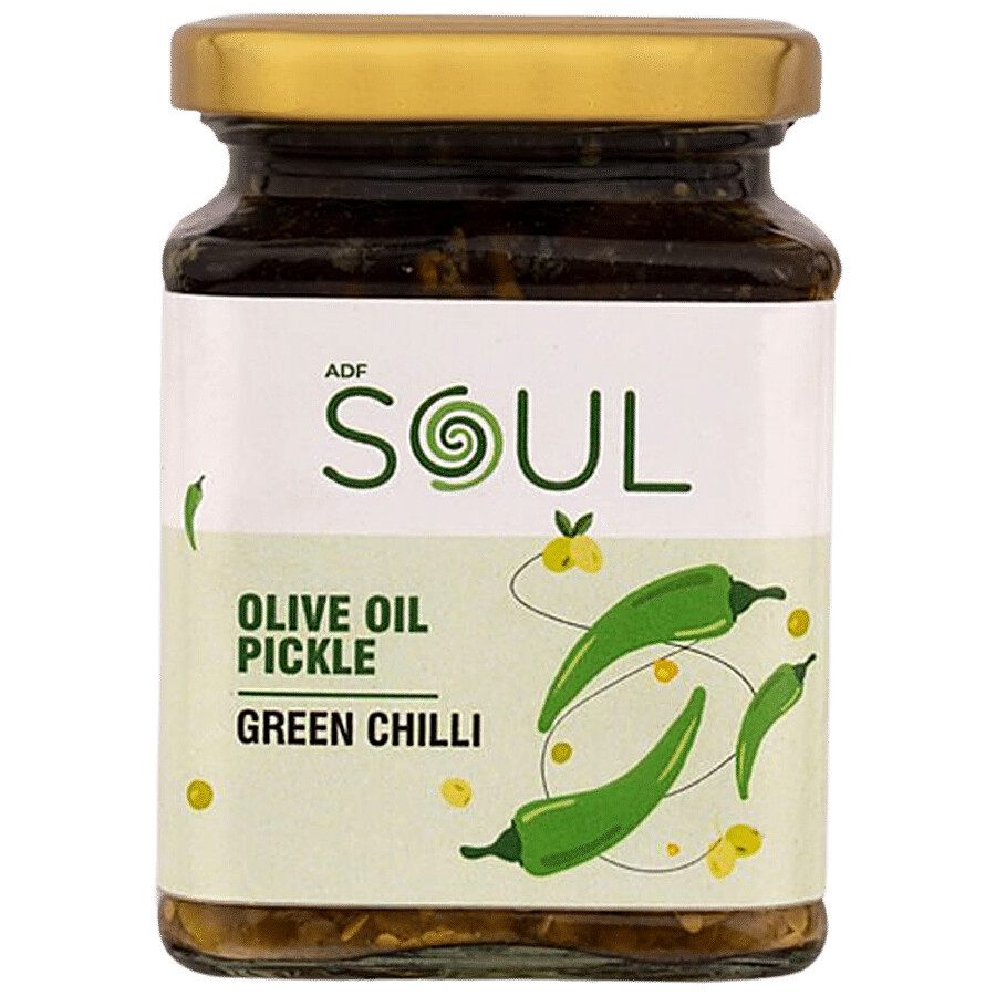 ADF Soul olive oil green chilli pickle pack front view
