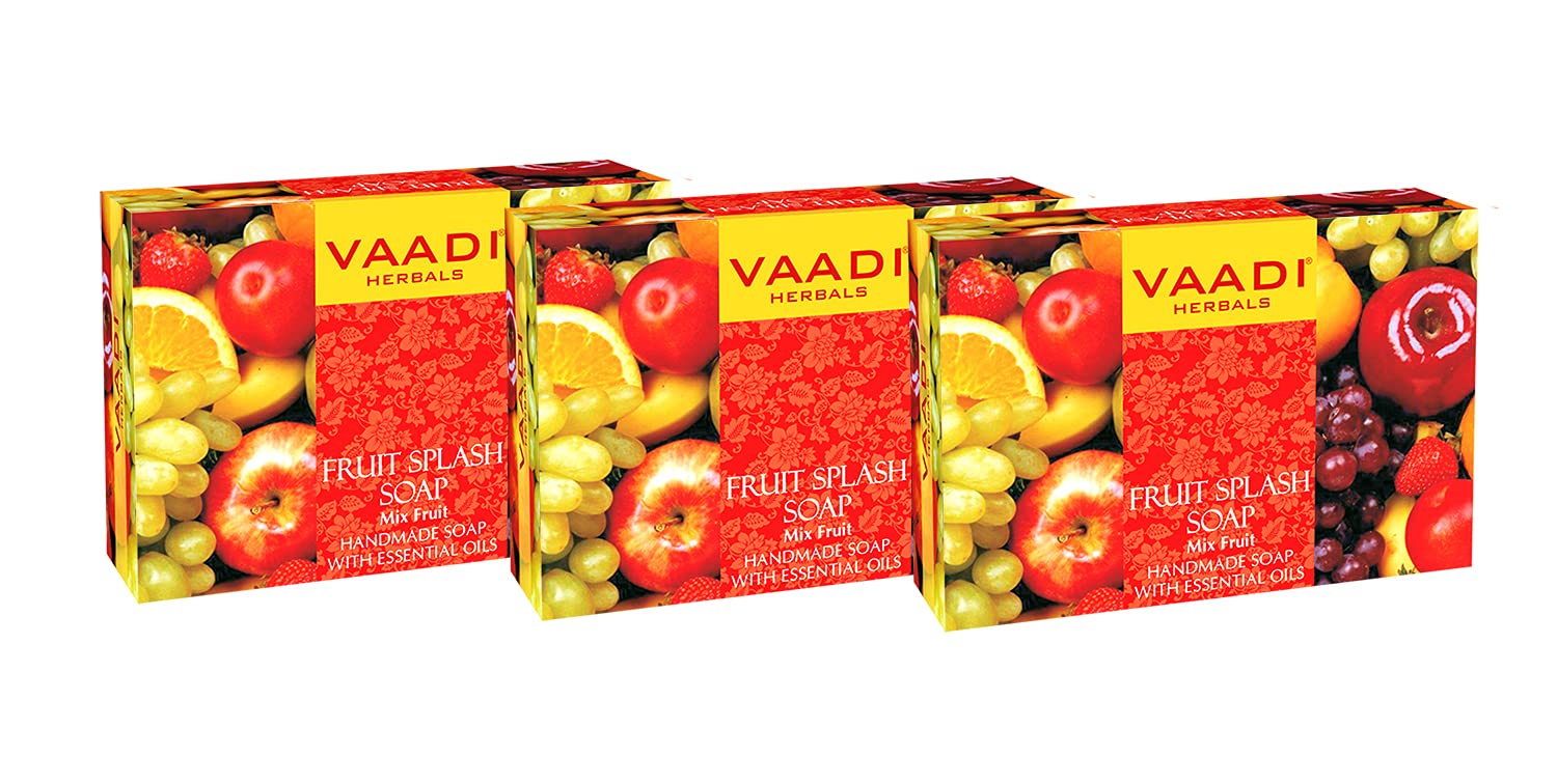Vaadi Herbals Fruit Splash Soap with Extracts of Orange, Peach, Green Apple and Lemon, 75gms x 3 – view 2