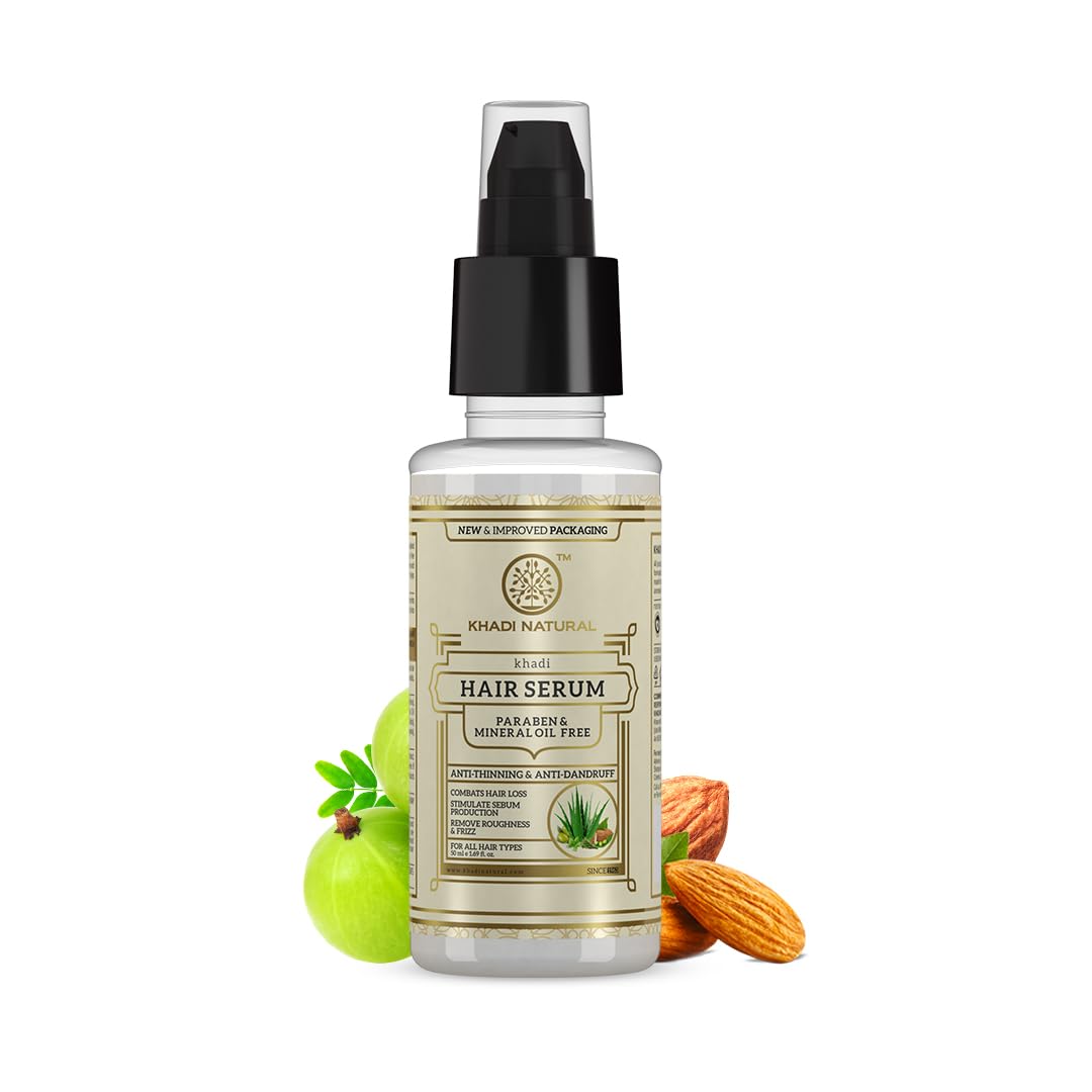 Khadi Natural lightweight hair serum bottle for frizz control and shine