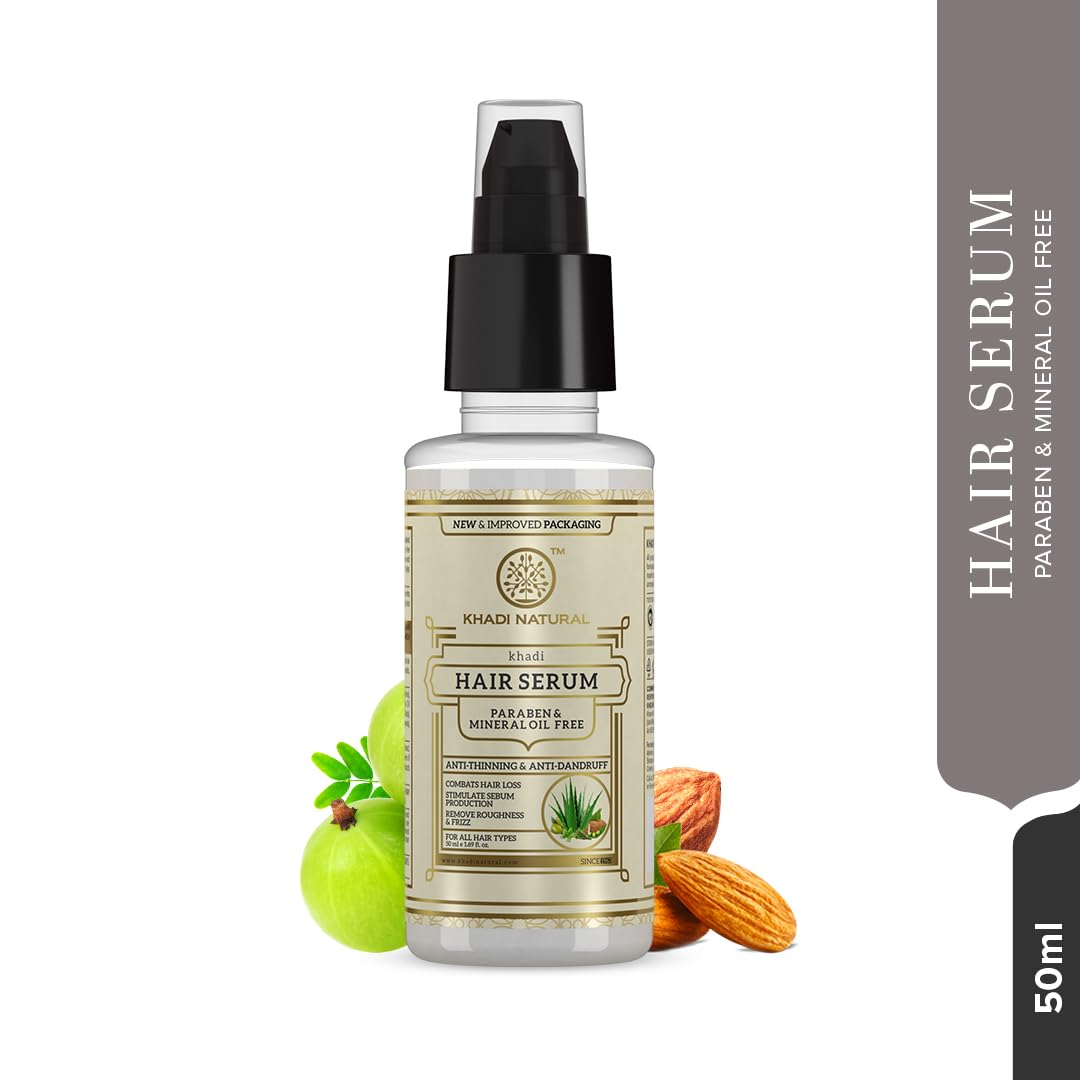 Khadi Natural Hair Serum For Soft, Shiny & Frizz-Free Hair, Anti-Thinning & Anti-Dandruff Serum, Hair Serum For Dull Hair, Paraben & Mineral Oil Free For All Hair Types, 50 Ml, Pack of 1 – view 5