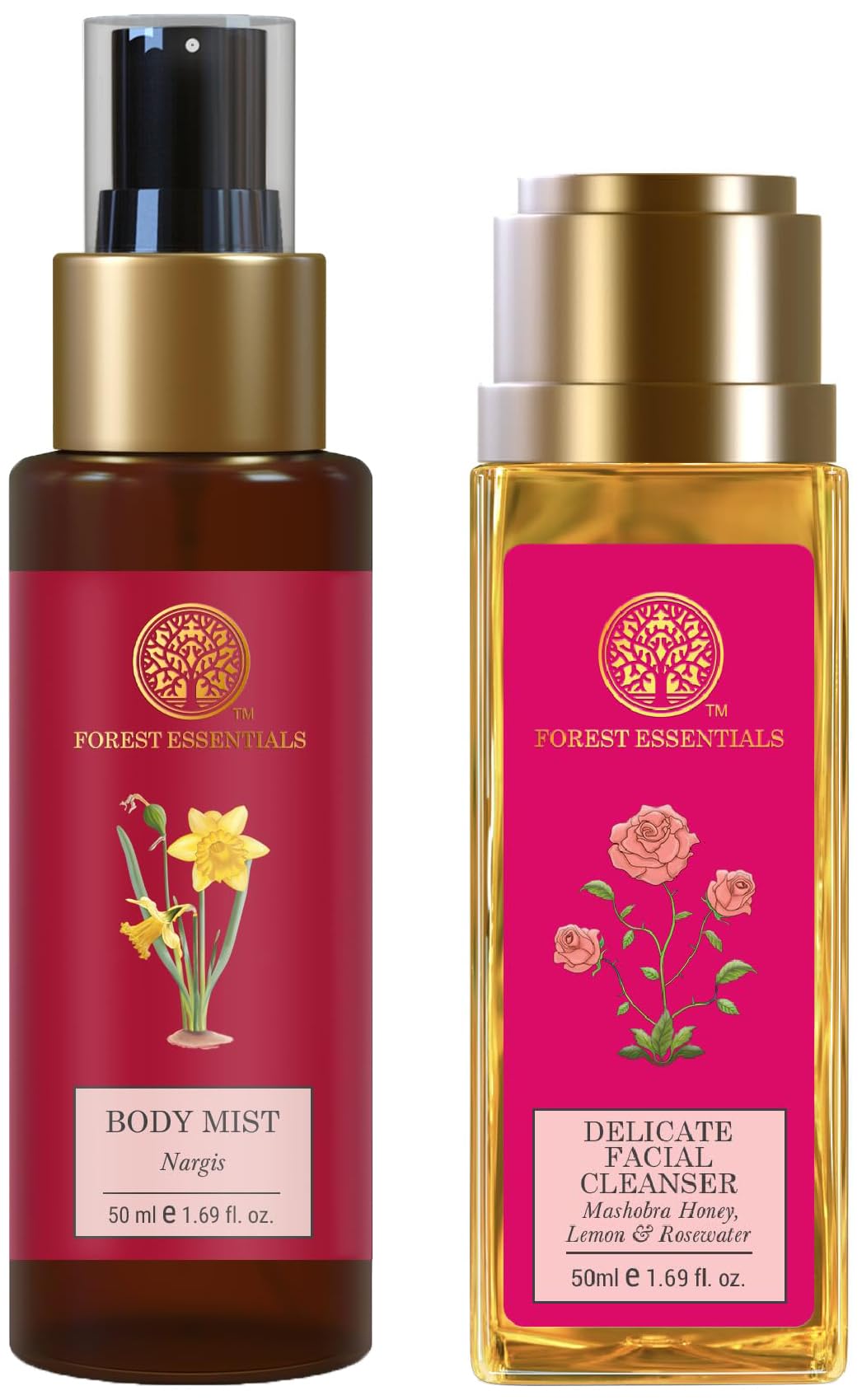 Two-piece Forest Essentials Nargis mist and Mashobra Honey cleanser set