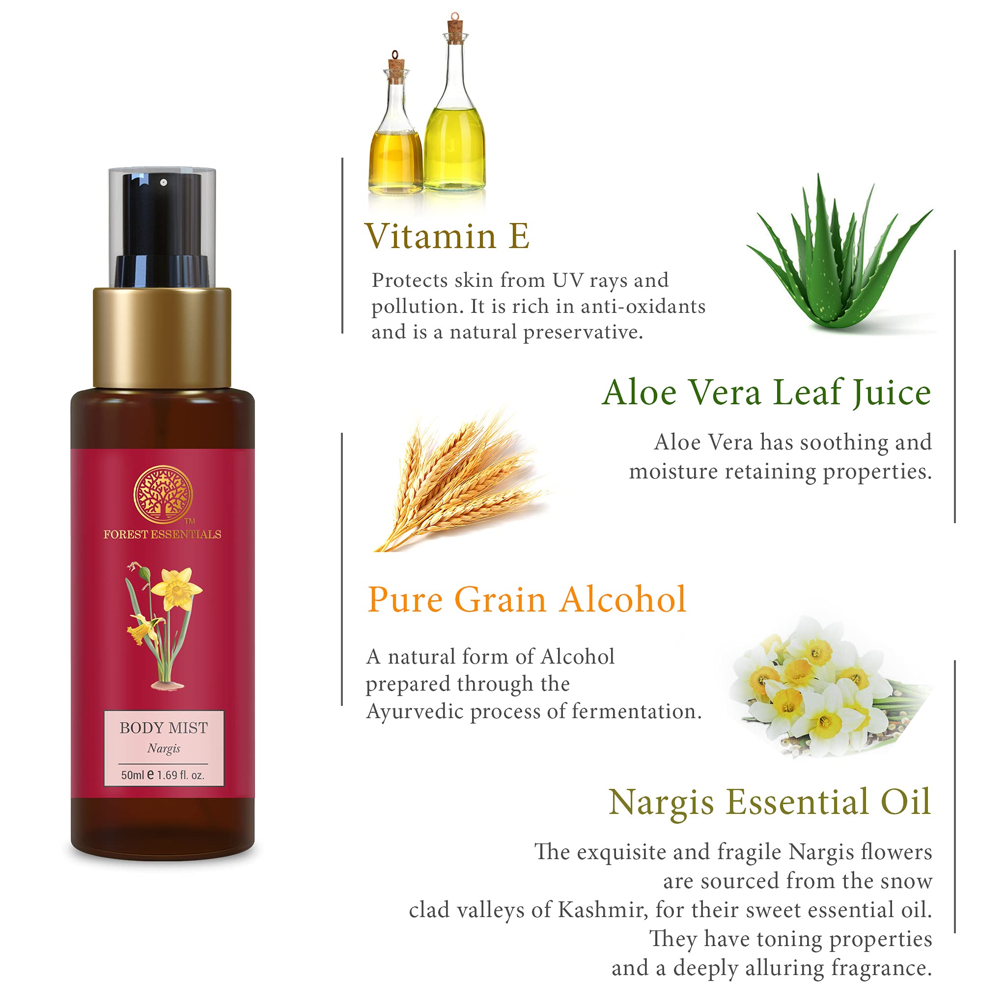 Forest Essentials Travel Size Body Mist Nargis & Forest Essentials Delicate Facial Cleanser Mashobra Honey Combo – view 4