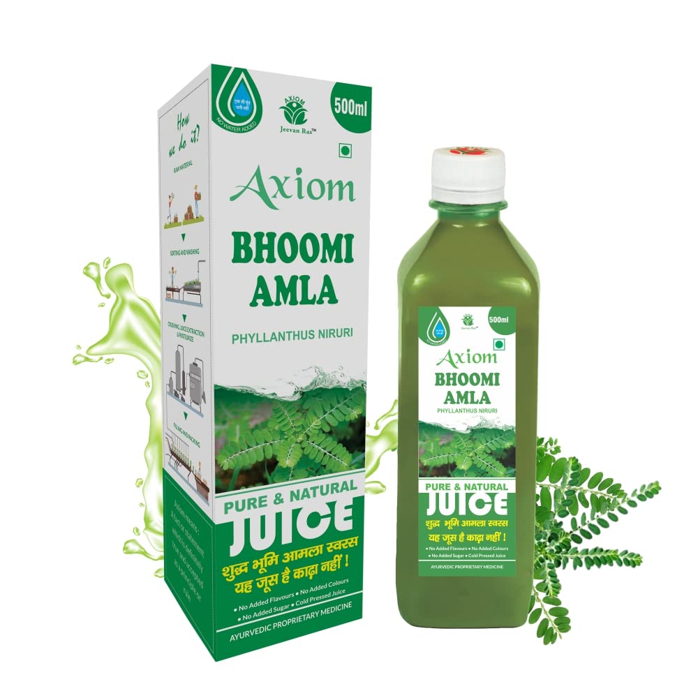 Front view of Axiom Bhoomi Amla Juice 500 ml bottle