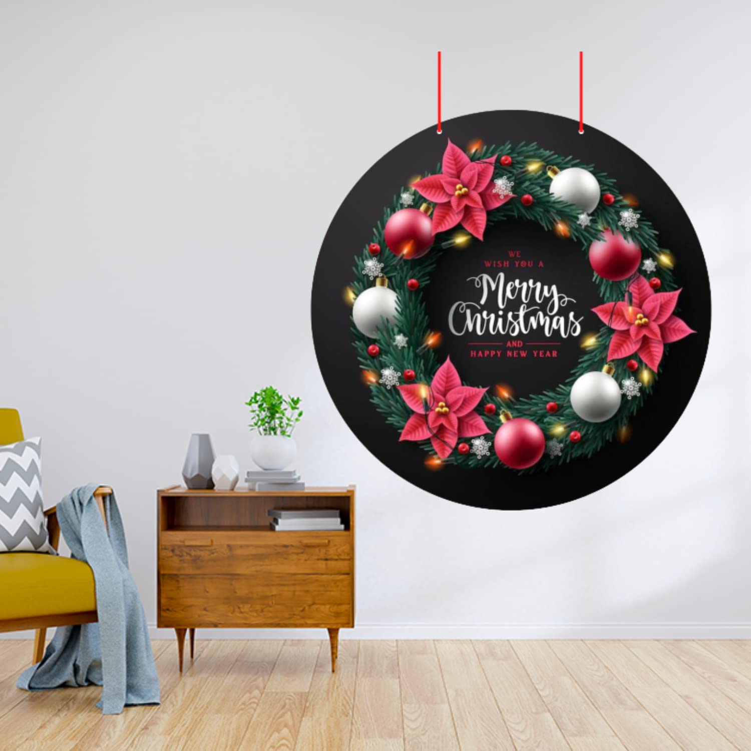 Webelkart Premium Merry Christmas and Happy New Year Printed Wall Hanging/Front Door Hanging for Home and Christmas Decorations Items – view 3