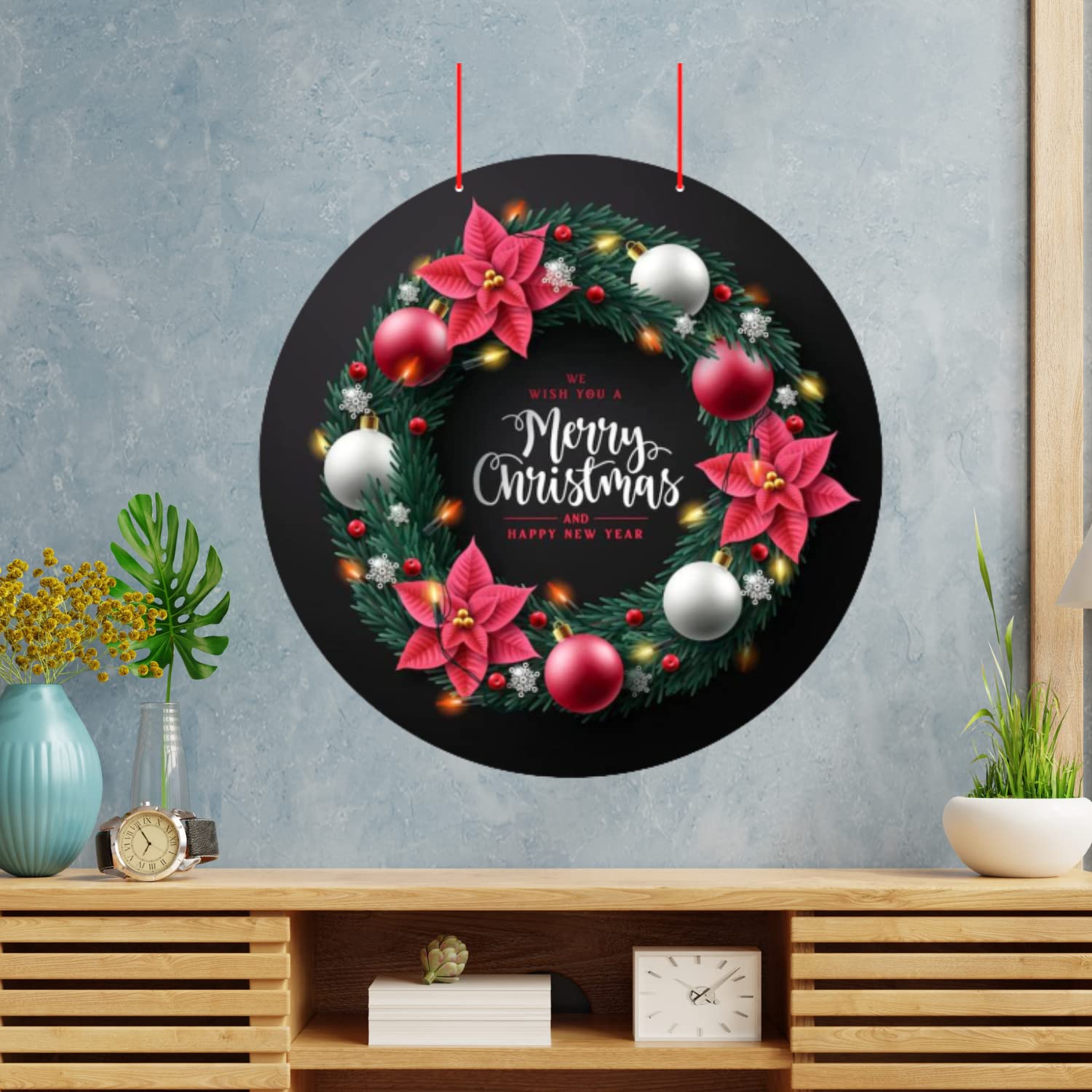 Webelkart Premium Merry Christmas and Happy New Year Printed Wall Hanging/Front Door Hanging for Home and Christmas Decorations Items – view 4